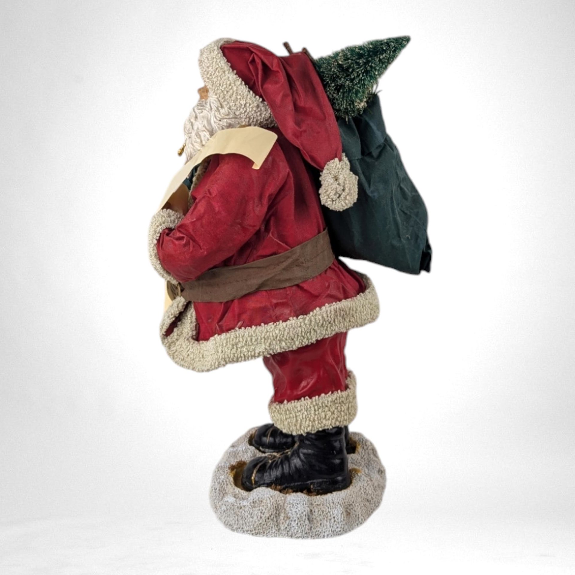 Vintage Kurt Adler Santa Claus Figurine -  Stiff Fabric with Toy Bag and Scroll -  Christmas Decor -  Collectible Santa