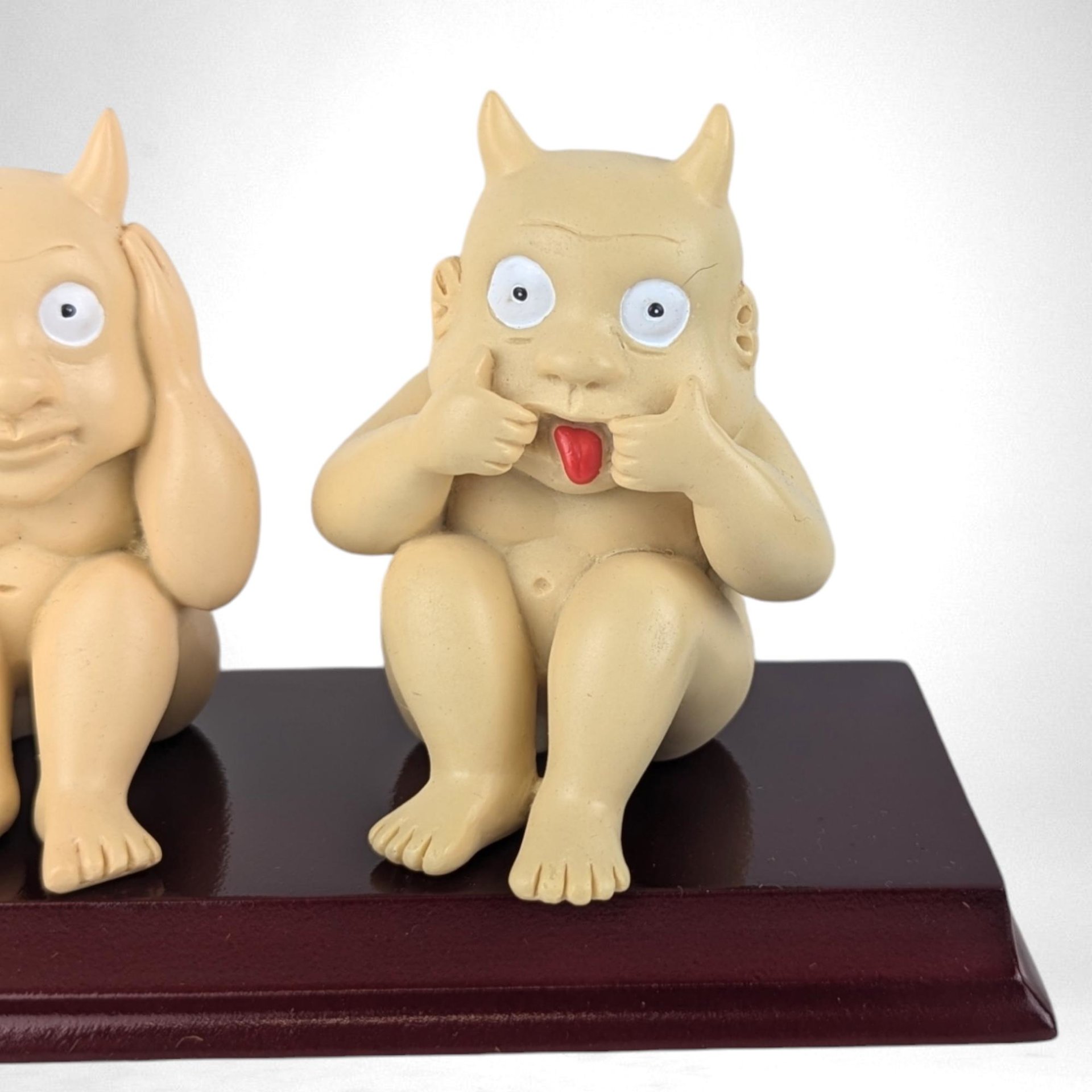 1998 Accoutrements See No Evil, Hear No Evil, Speak No Evil Imps, Set of 3 Figurines, Gothic Decor, Quirky Gift