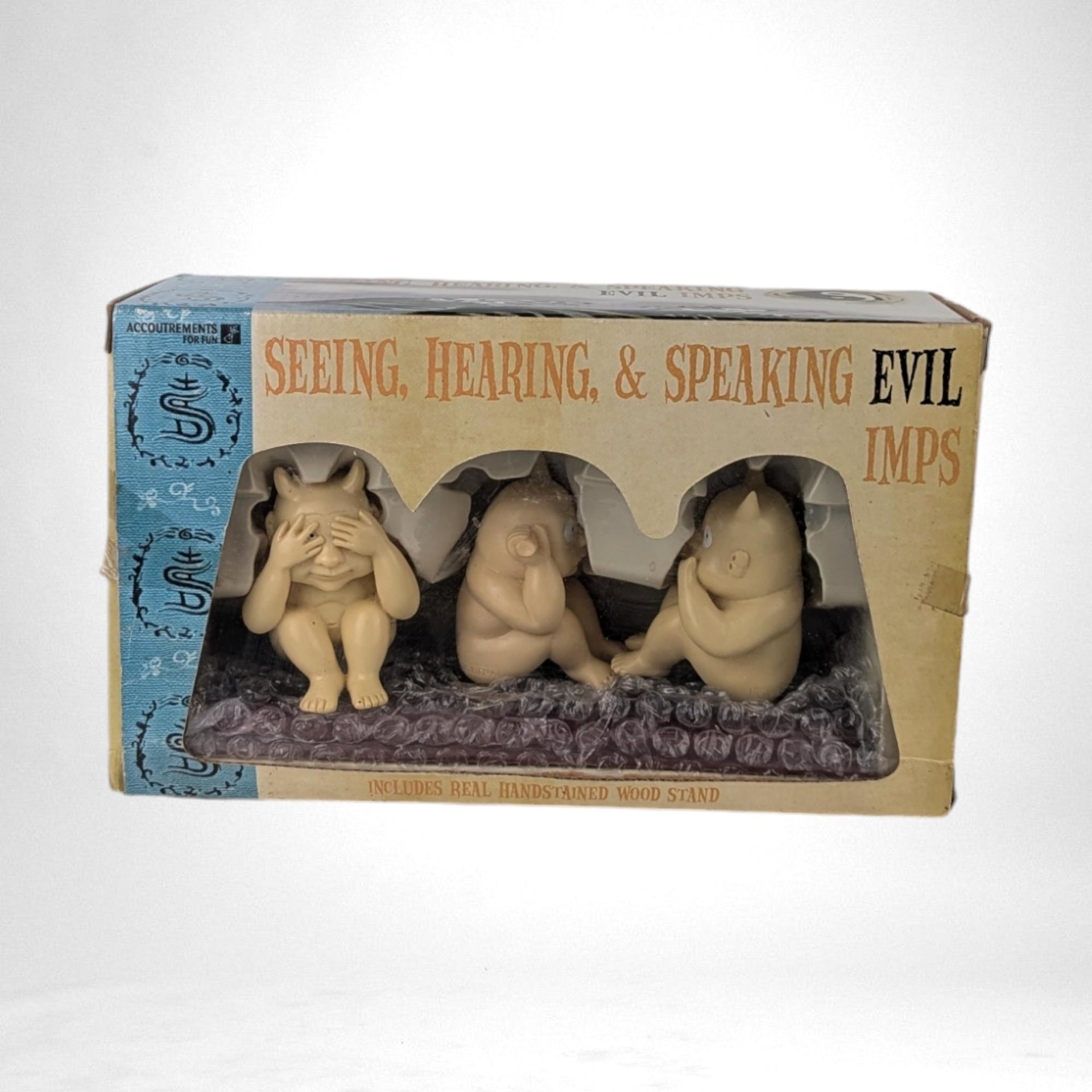 1998 Accoutrements See No Evil, Hear No Evil, Speak No Evil Imps, Set of 3 Figurines, Gothic Decor, Quirky Gift