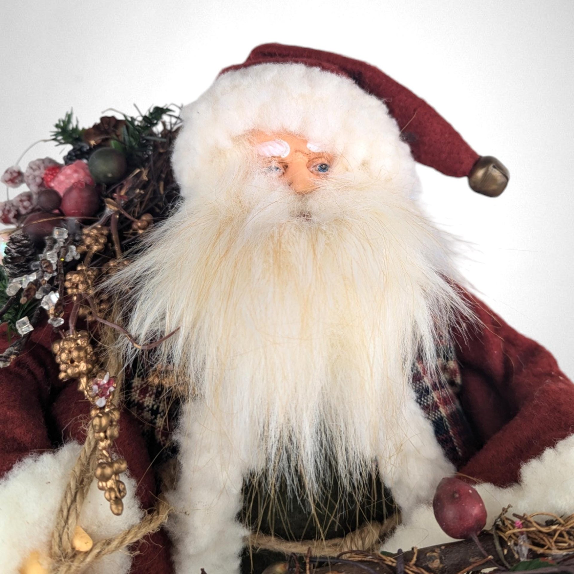 Vintage Santa Tree Topper, Woodland Santa Claus, Christmas Tree Topper, Rustic Santa, Holiday Decor, 15" Santa Figurine