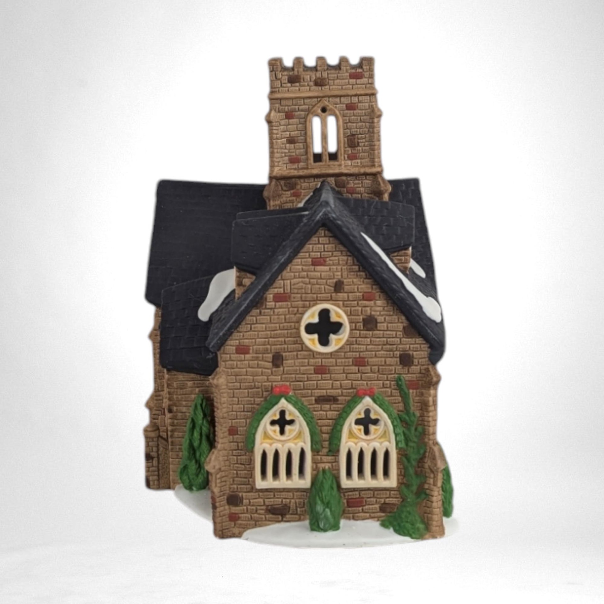 Vintage 1989 Dept 56 Dickens' Village "Knottinghill Church" | Lighted Porcelain Building | Christmas Village