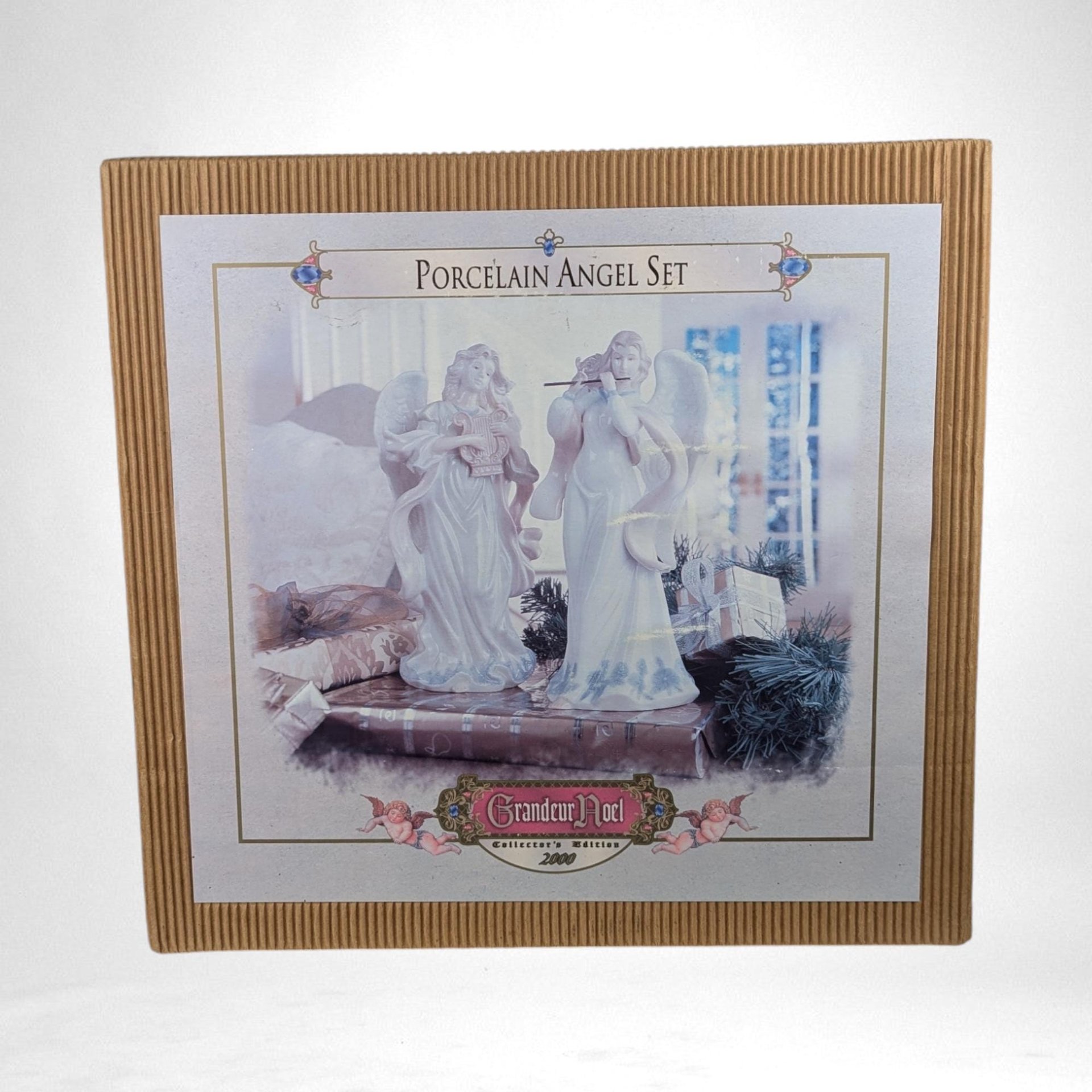 Vintage 2000 Grandeur Noel Porcelain Angels,  Angel Figurine Set,  Musical Angels,  Christmas Angels, Collectible Angels, Holiday Decor