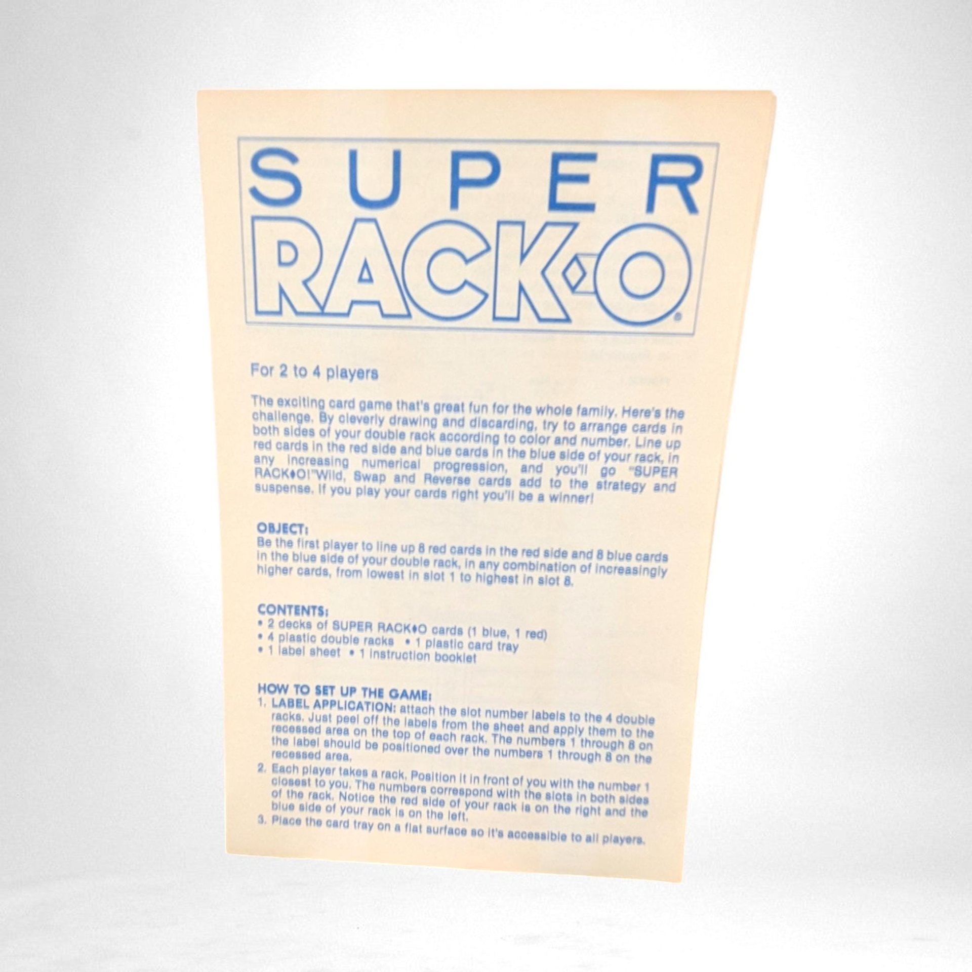 Vintage 1983 Super Racko Game by Milton Bradley - Complete with Instructions - Fun Family Game Night - Retro Card Game