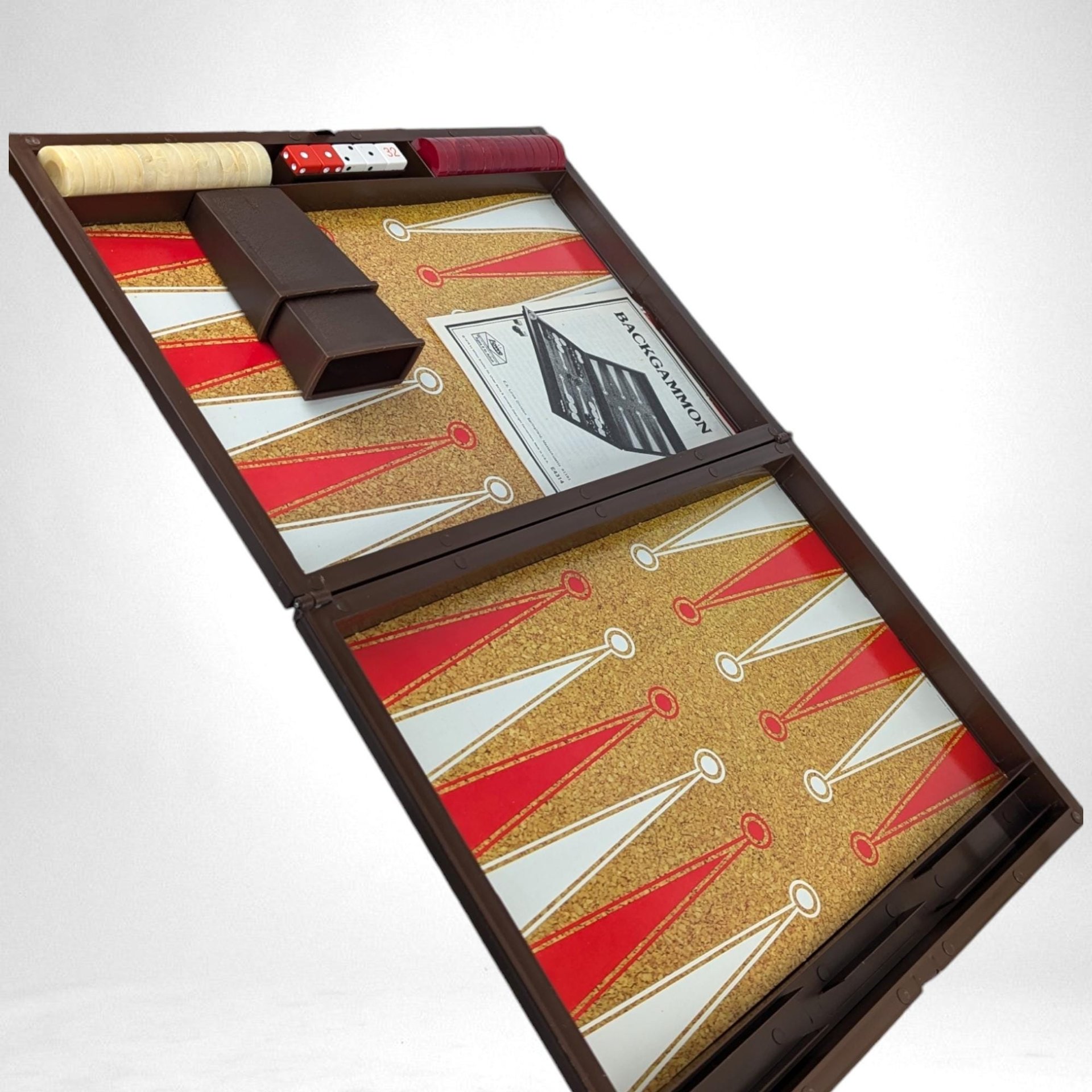 Vintage 1976 E.S. Lowe Tournament Backgammon Game | Complete with Instructions | Retro Board Game |  Classic Game