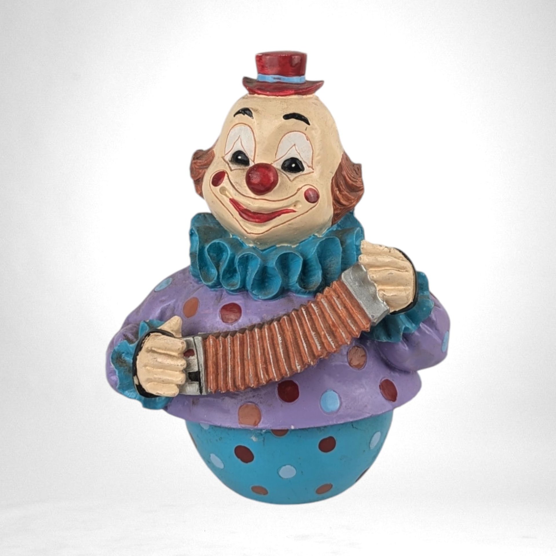 Vintage Clown Music Box, Resin Clown Figurine, Accordion Player, Musical Clown Decor, Haunting Melody, Collectible Clown, Unique Gift