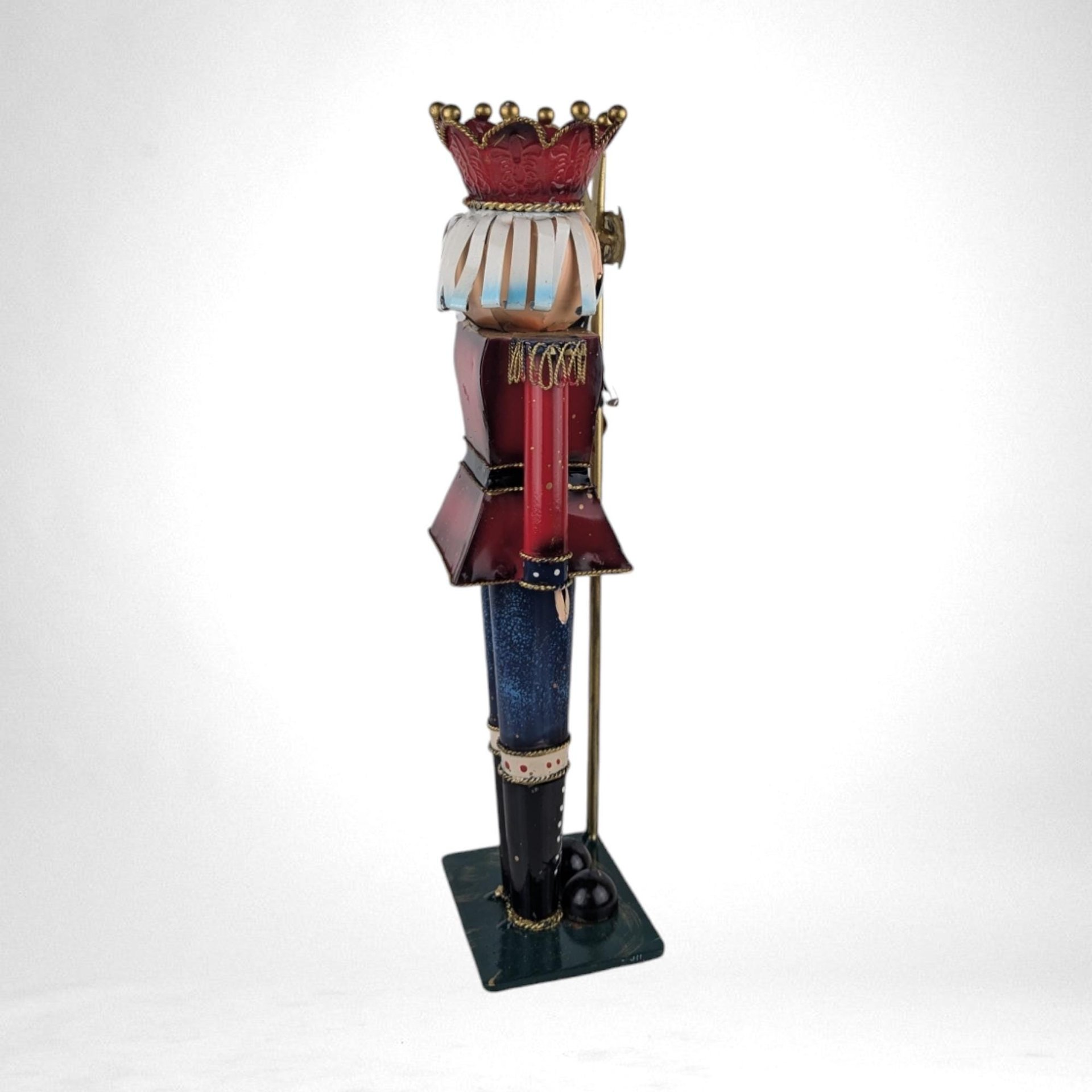Pair of Vintage Metal Nutcrackers |  13" Soldier Figurines | Christmas Decorations |  Red & Green |  Holiday Decor | Unique Gift