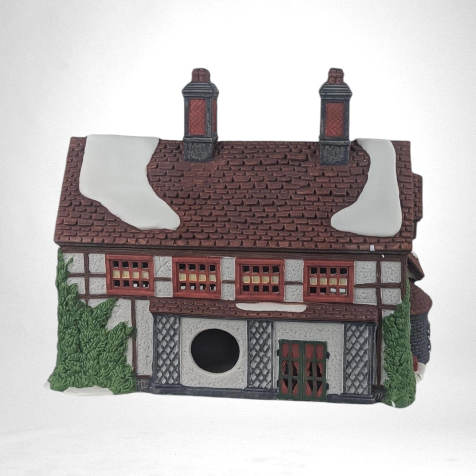Vintage 1991 Dept 56 Dickens' Village "Ashbury Inn" |  Lighted Porcelain House | Christmas Village Collectible | Holiday Decor