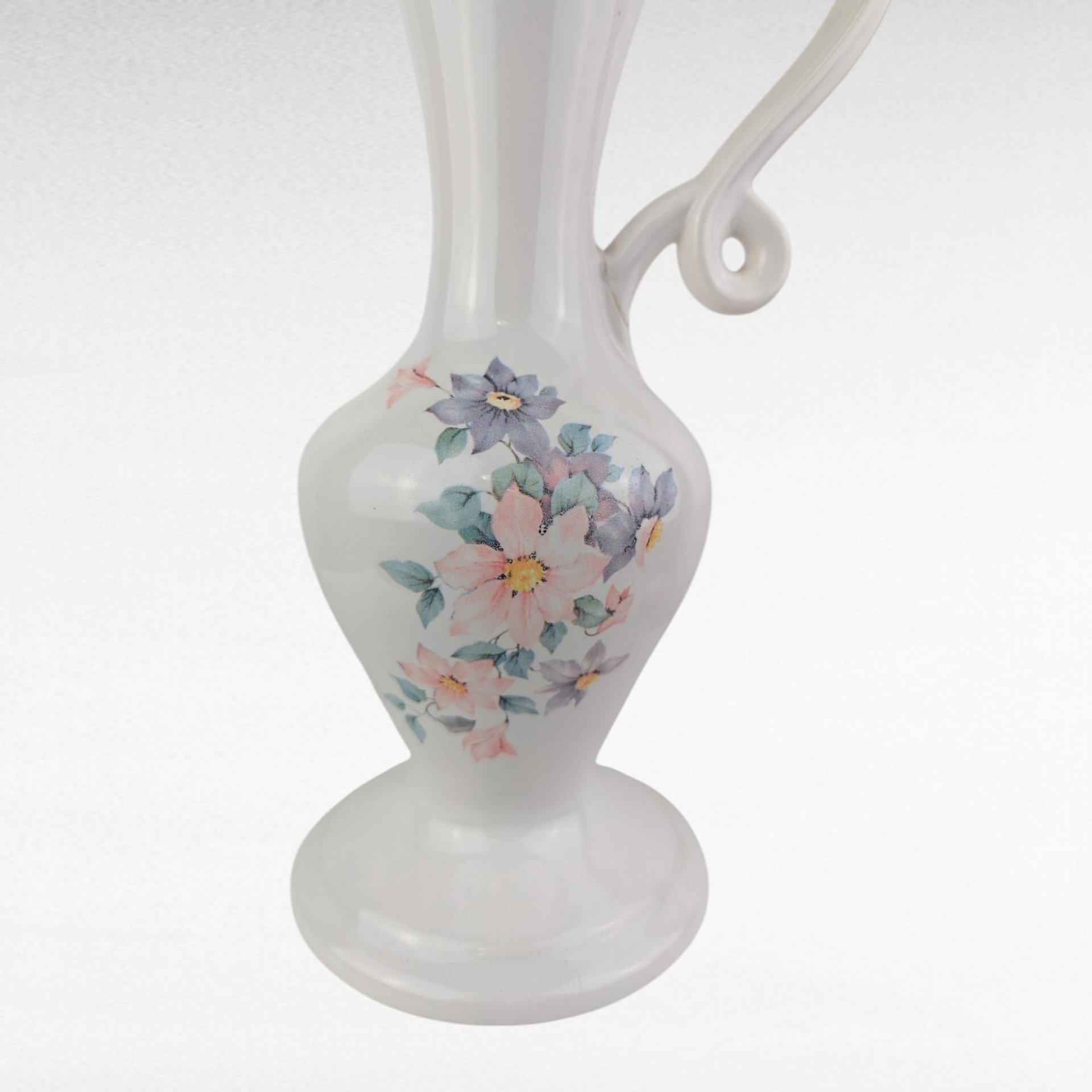 Vintage Royal Haeger Pitcher, White Ceramic Pitcher with Floral Design, Art Pottery, Mid-Century Modern, Vase, Home Decor