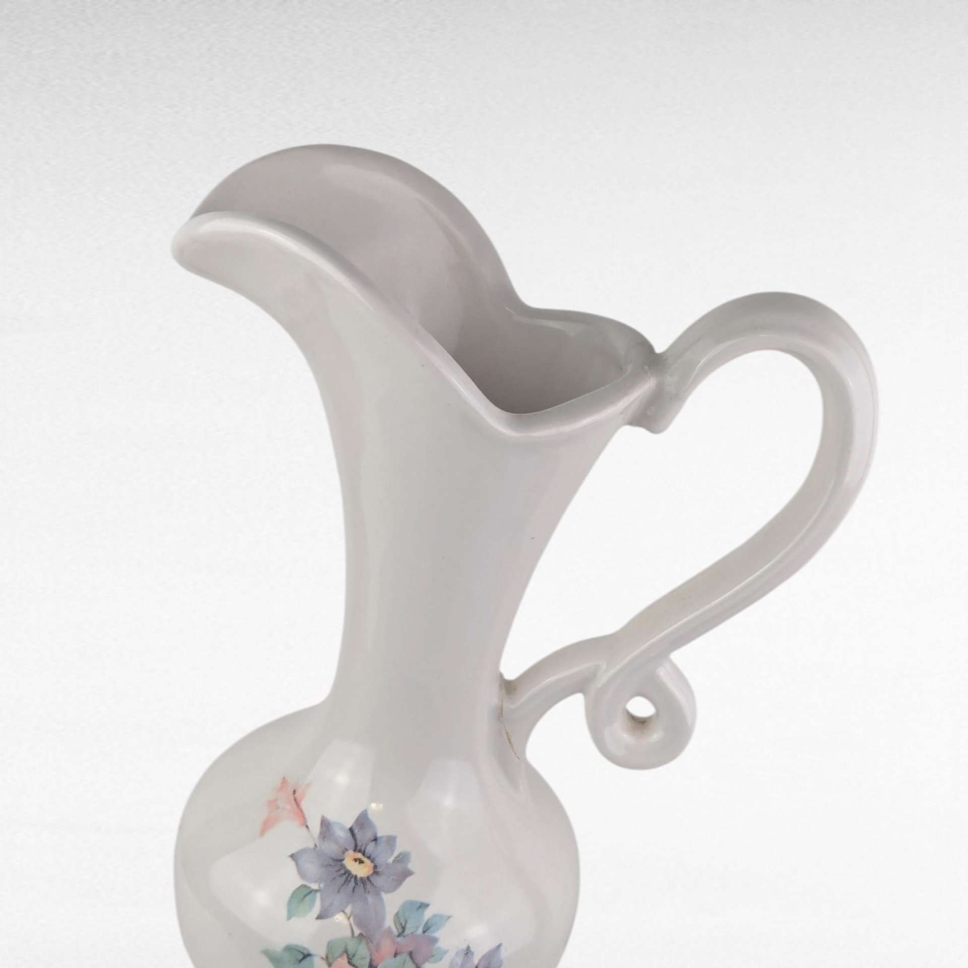 Vintage Royal Haeger Pitcher, White Ceramic Pitcher with Floral Design, Art Pottery, Mid-Century Modern, Vase, Home Decor