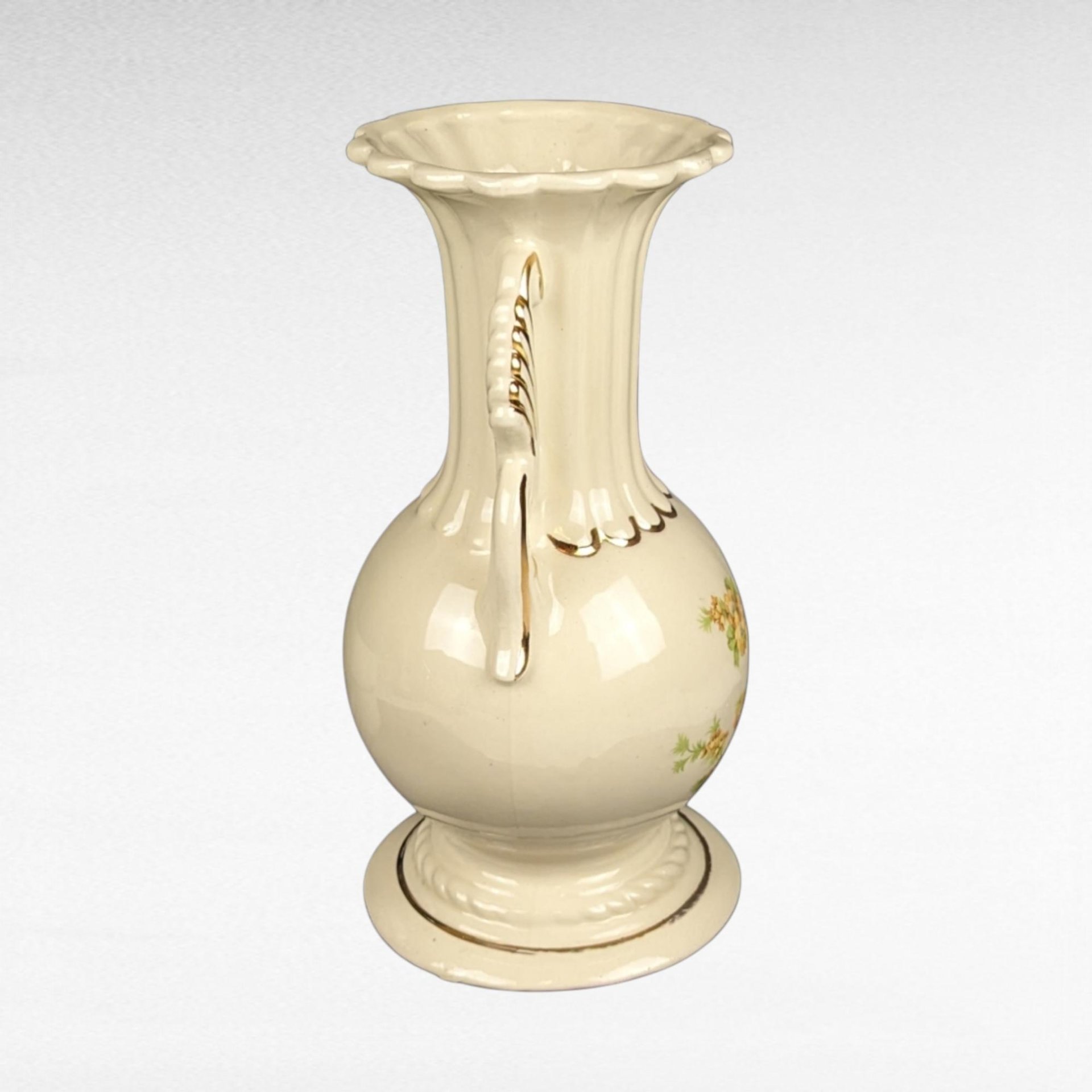 Vintage Porcelain Vase with Handles | Floral Design | USA 29A | 10 Inch | Home Decor