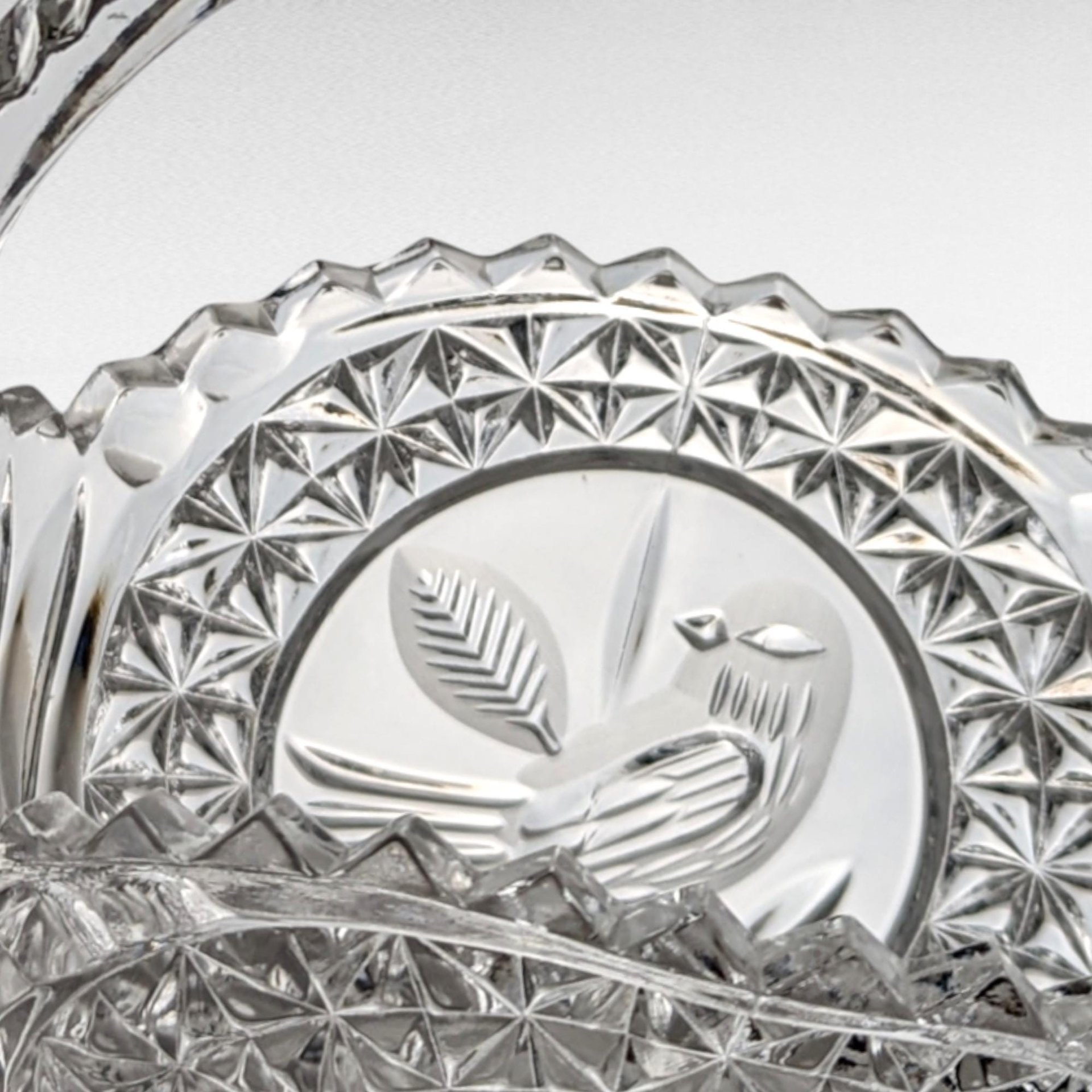 Hofbauer Byrdes Collection Glass Basket | Etched Bird Design | Vintage Crystal Basket | Made in Germany