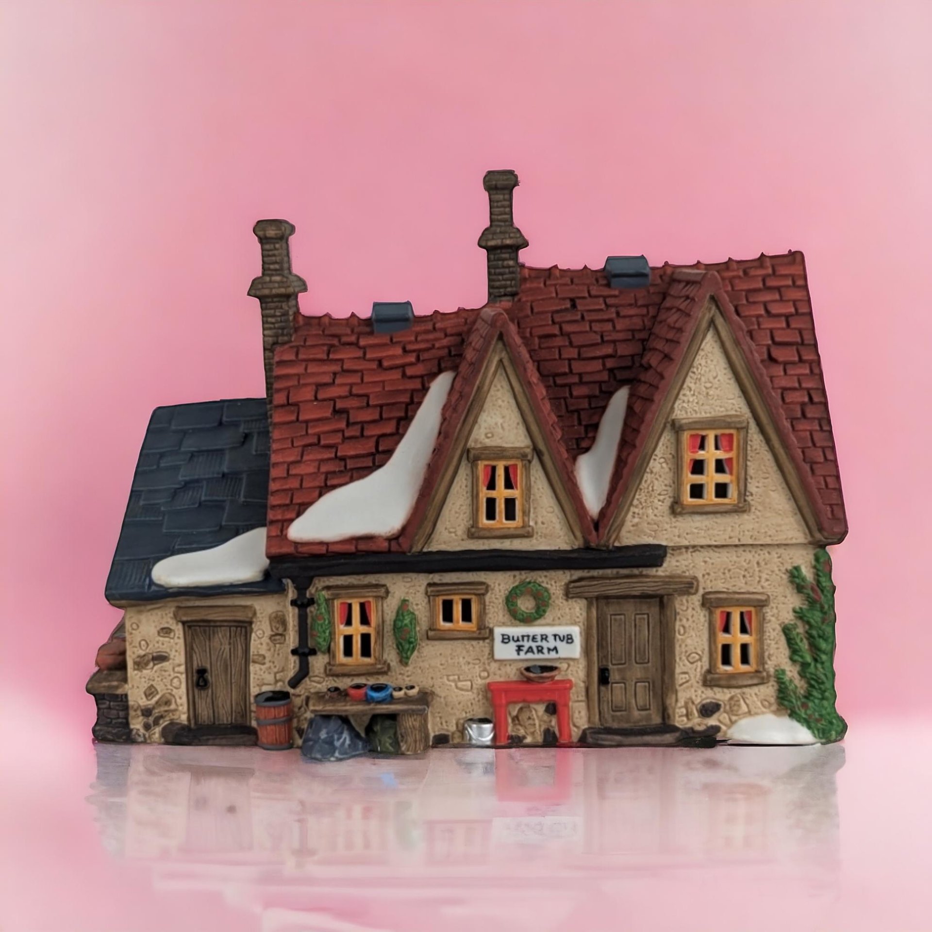 Vintage 1996 Dept 56 Dickens' Village "Butter Tub Farmhouse" | Lighted Porcelain Building | Christmas Village
