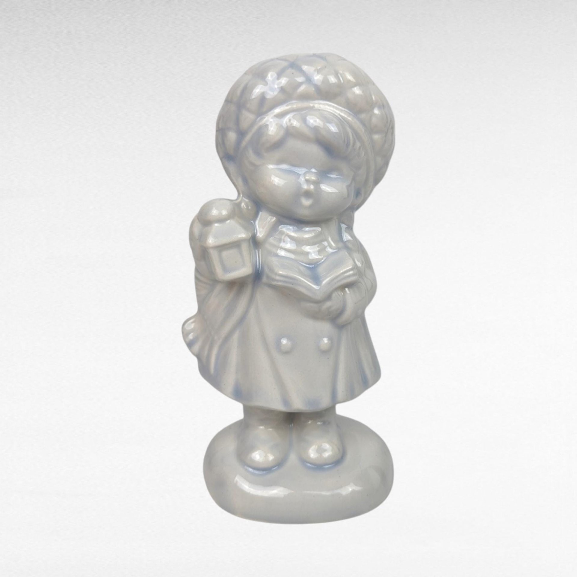 Set of 6 Vintage Ceramic Caroler Figurines, Hand-Painted, Blue Tint, 5.5 Inches Tall, Christmas Decor