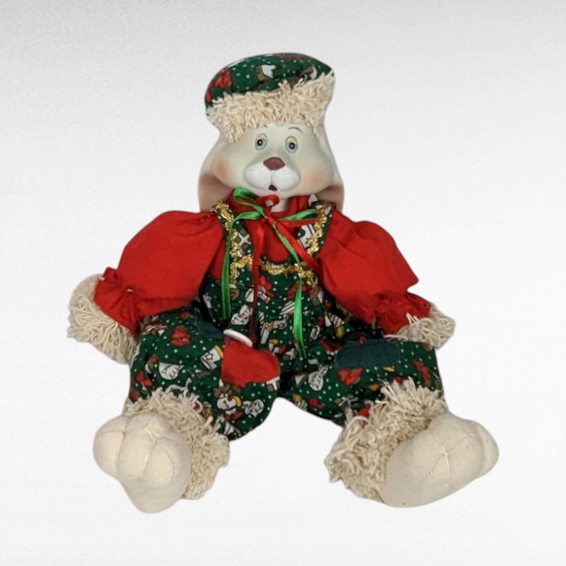Vintage House of Lloyd Christmas Around the World Porcelain Hip and Hop Bunny Shelf Sitters - 11 Inch Holiday Decor