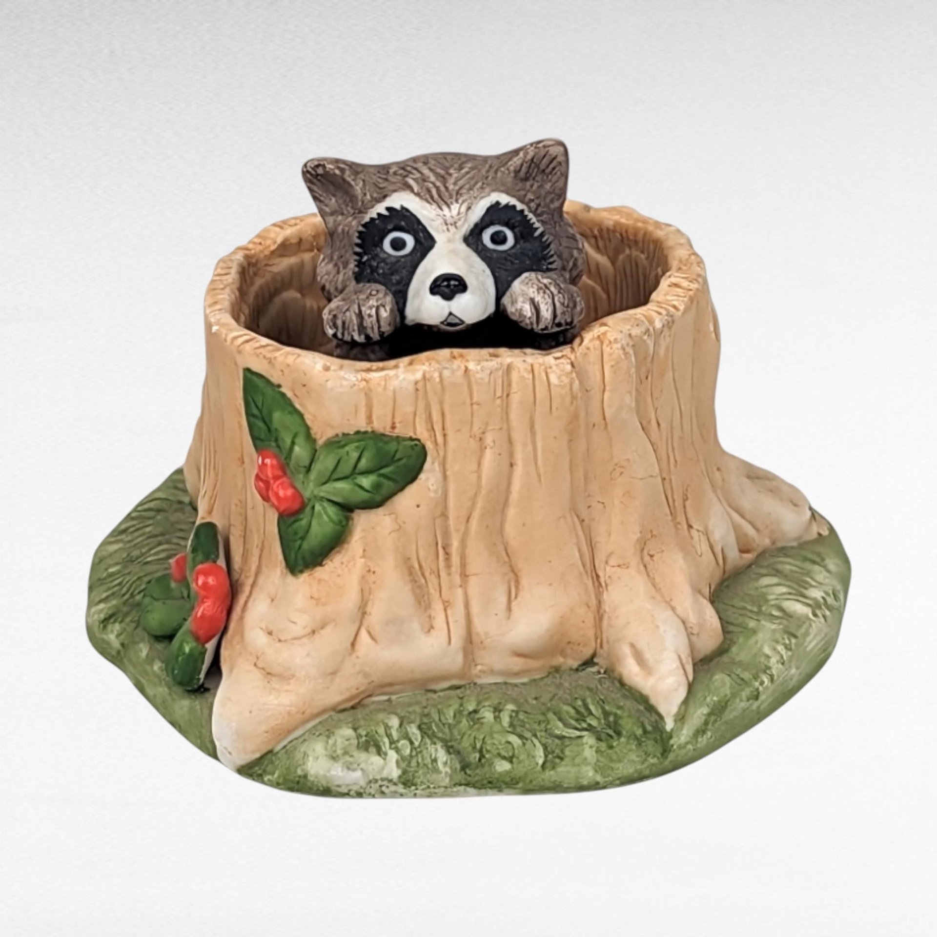 Vintage Ceramic Animal Figurine Lot | Homco Owls, Enesco Country Cousins, Franklin Mint Raccoon, Andrea Chickadee | 10 Piece Collection