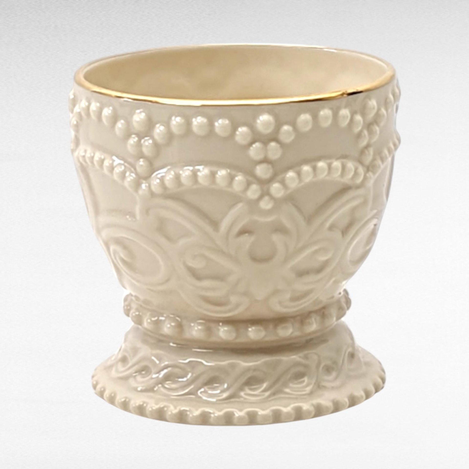 Vintage Lenox Vase Set | Rosebud Collection Cream Vases with Gold Trim | Mismatched Beaded Votive Candle Holders | 4 Piece Lot