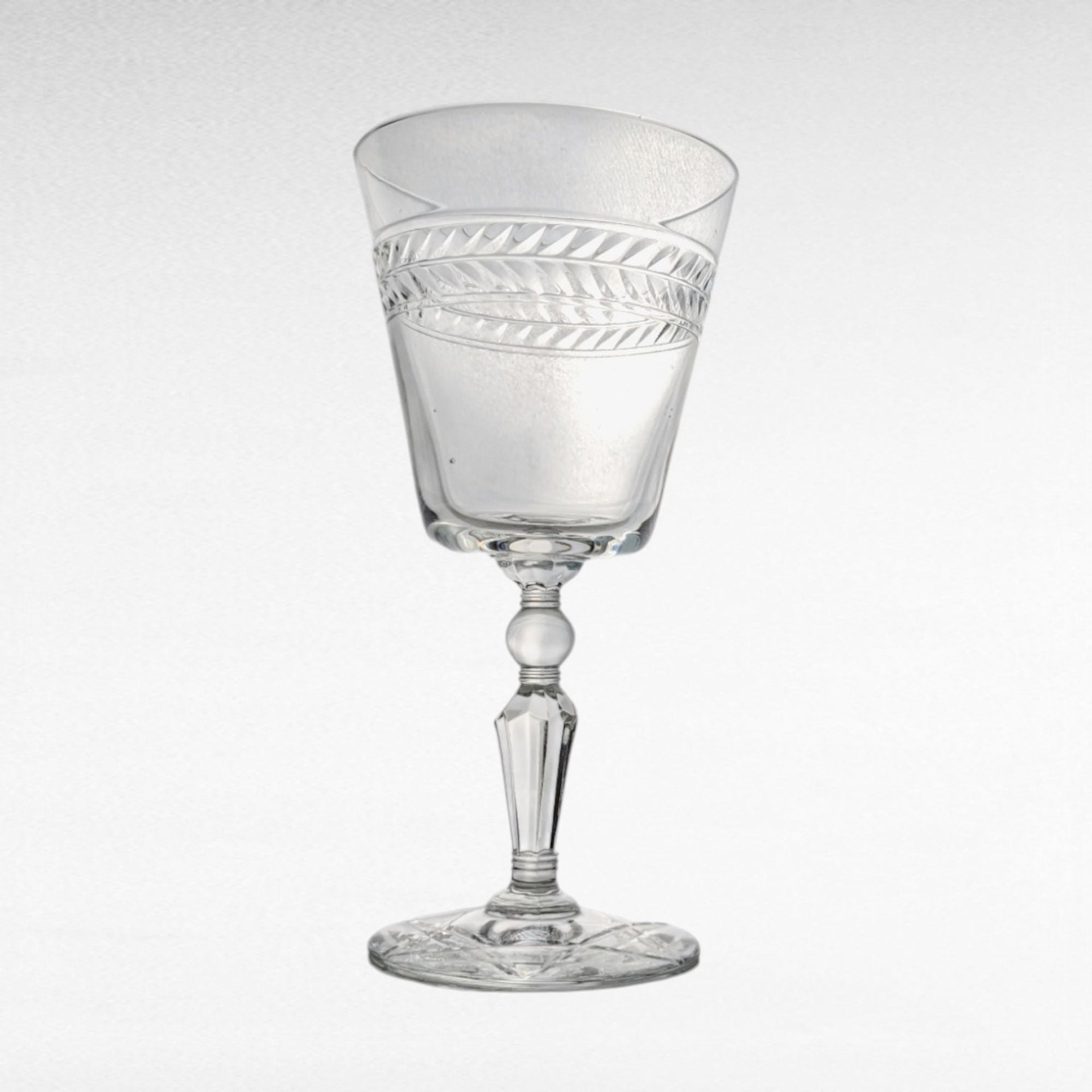 Vintage Rock Sharpe Jefferson Water Glasses, Set of 5, 7" Tall, Clear Etched Glassware, Mid-Century Modern Barware, Retro Drinking Glasses