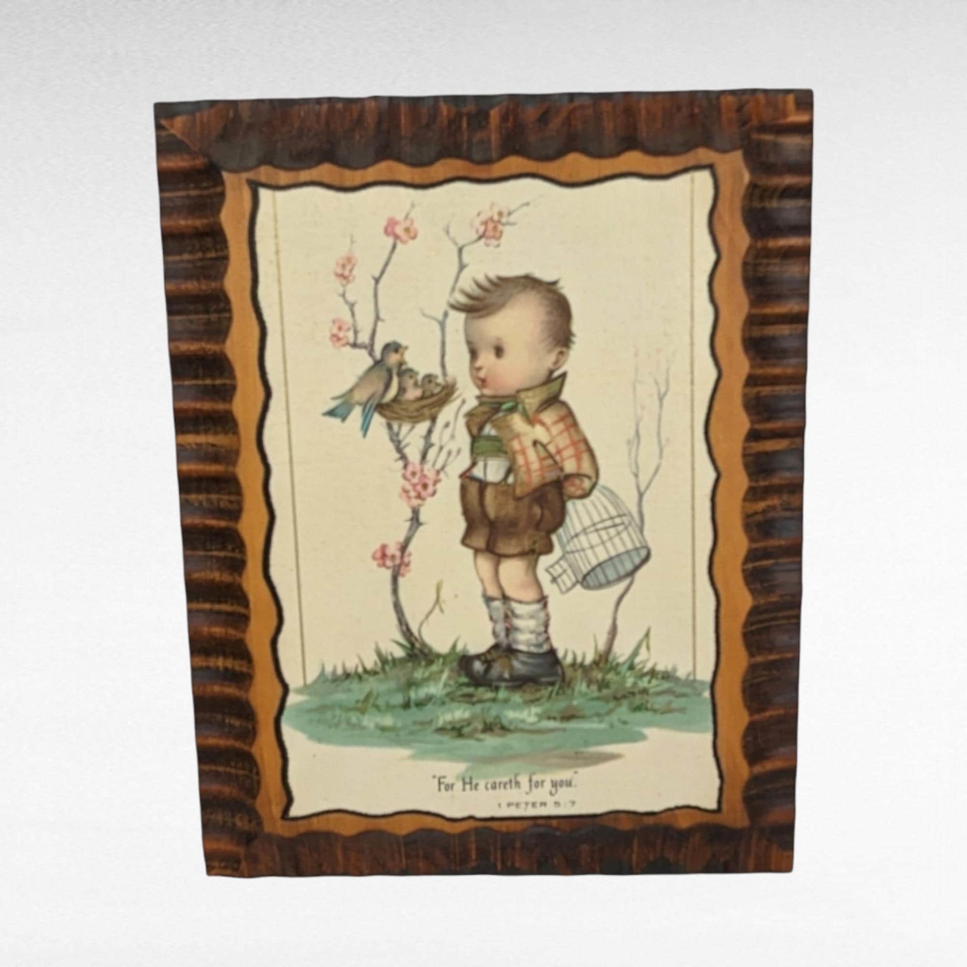 Vintage Wood Wall Plaques, Psalms and Peter, Children's Decor, Religious Wall Art, Nursery Decor, Gift for Sunday School