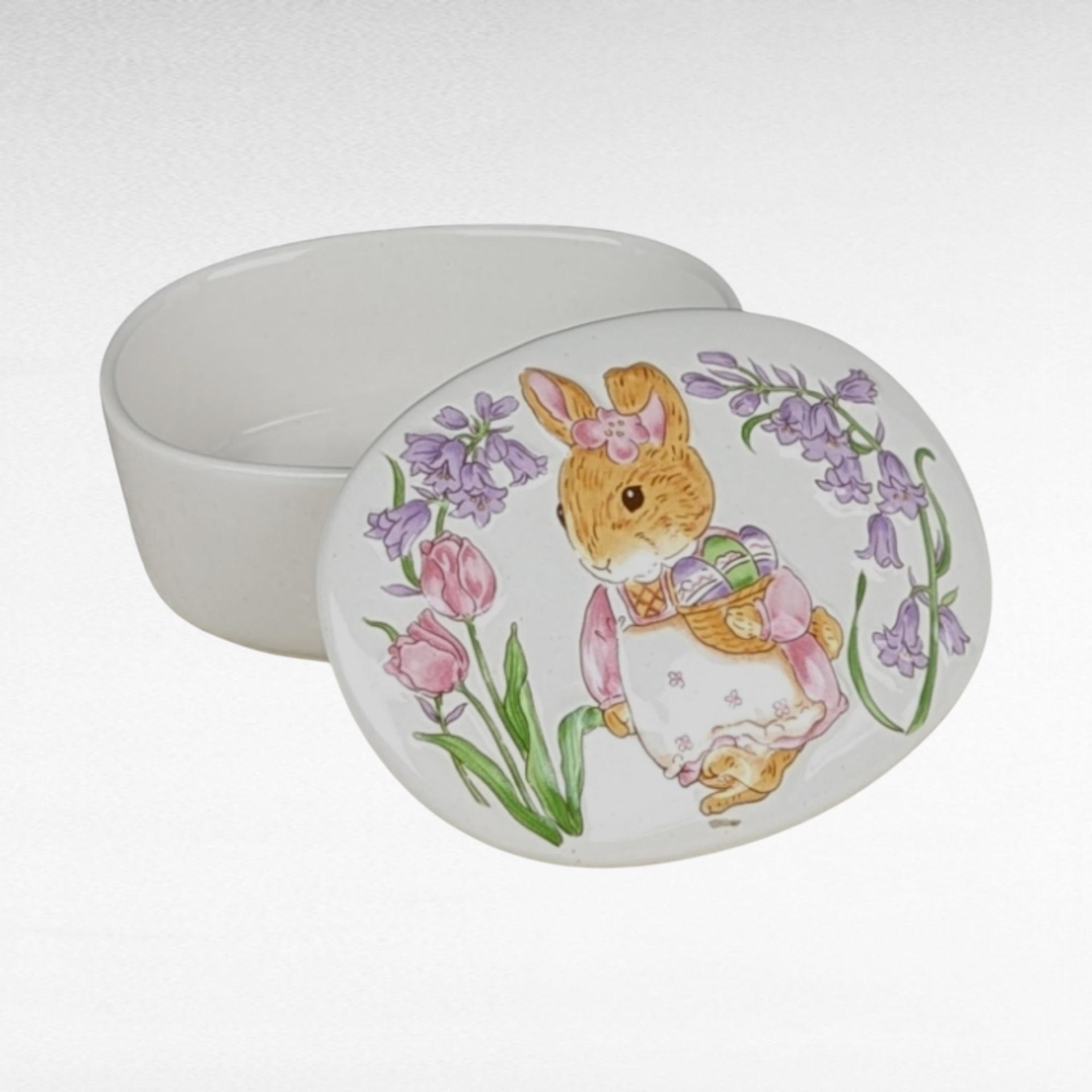 Vintage Easter Decor Lot | Rabbit Figurine, Trinket Boxes, Planter, Ceramic Egg Bowl | Easter Decorations, Spring Decor