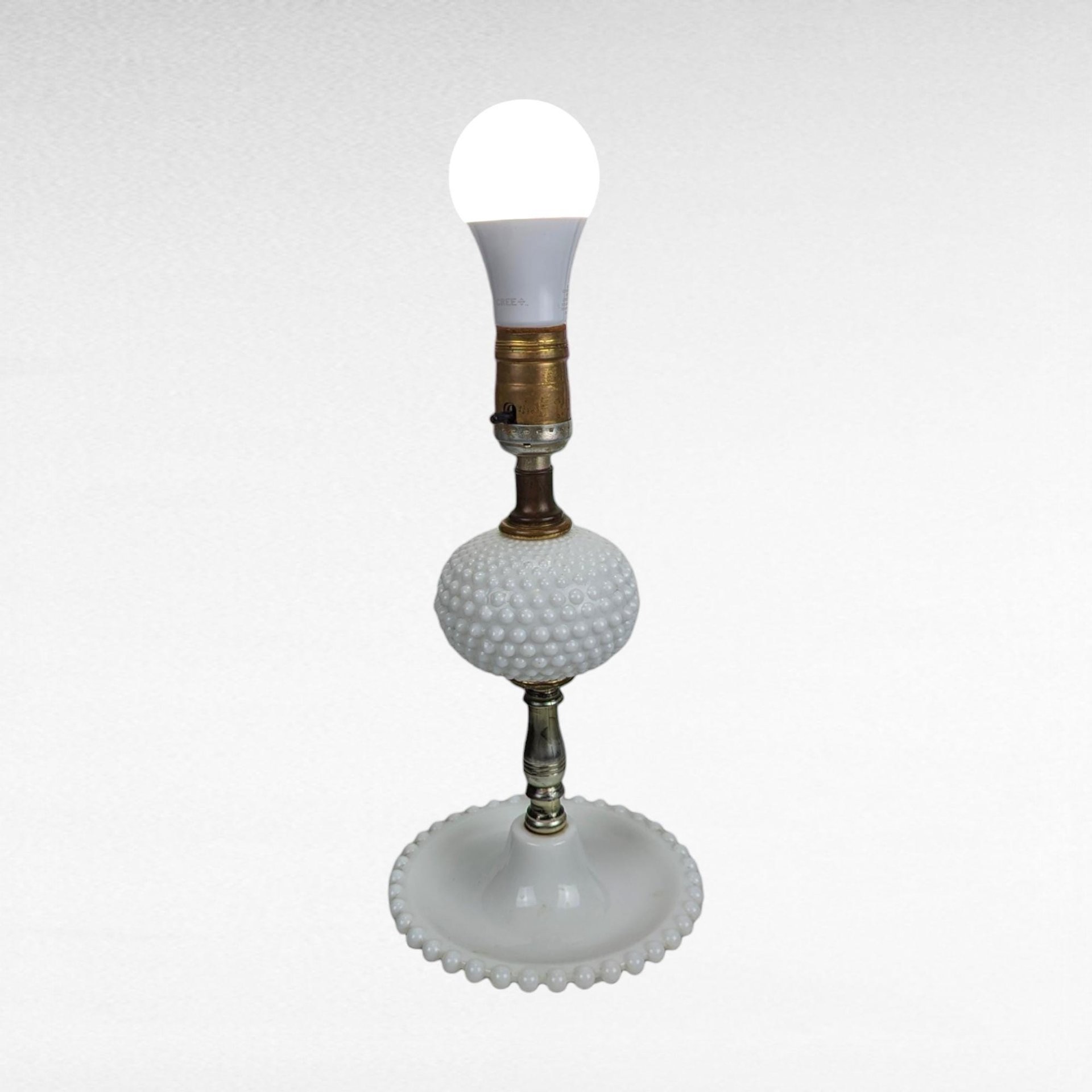 Vintage Milk Glass Hobnail Lamp, 11.5", White Glass Table Lamp, Retro Home Decor, Bedside Lamp, Vanity Lamp, Unique Gift