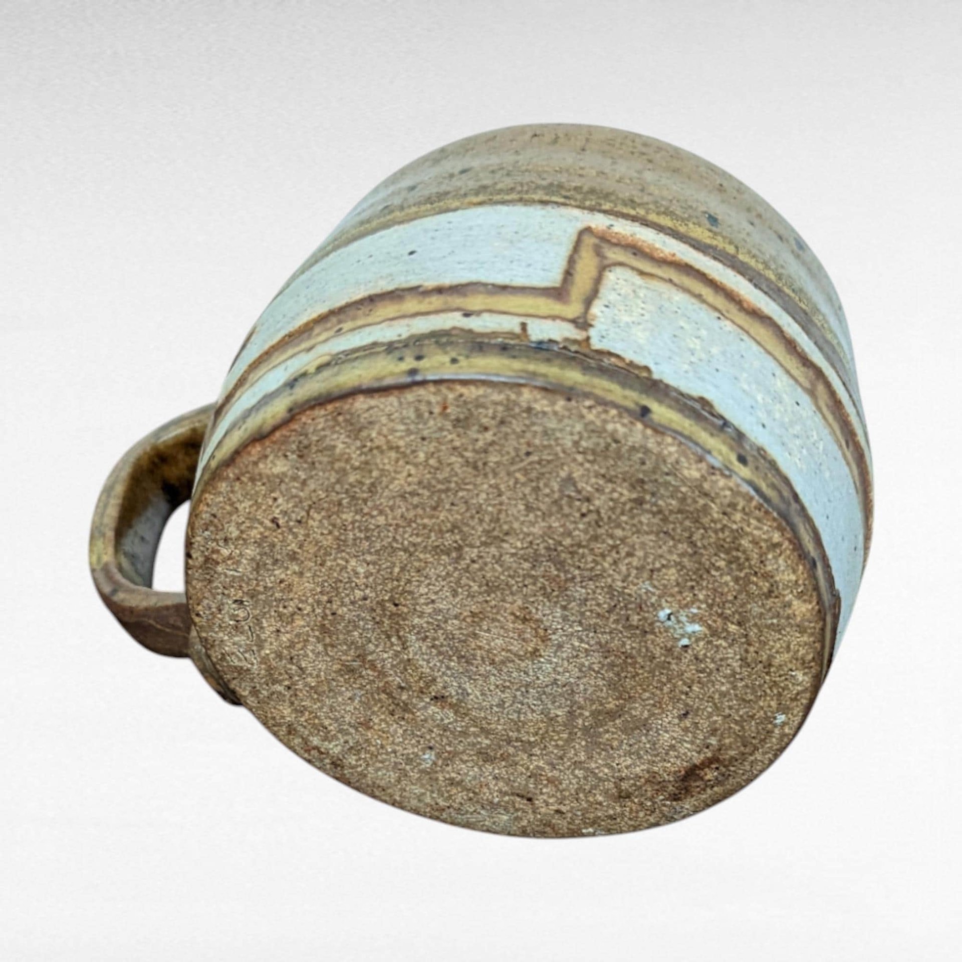 Vintage Handmade Art Pottery Mug, Studio Pottery, Brown and White Glaze, Rustic Coffee Mug