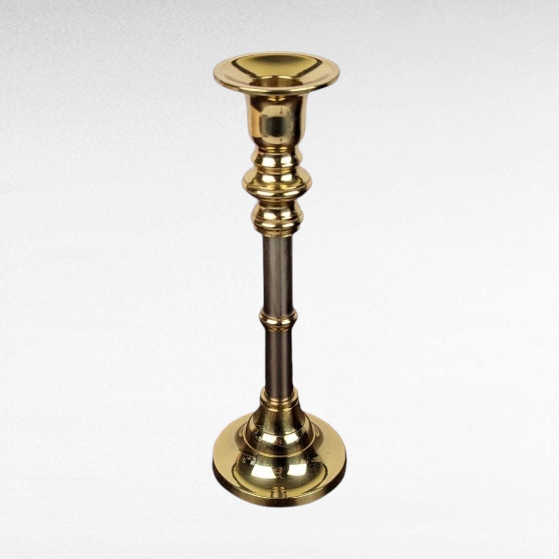 Vintage Two Tone Metal Candlestick, Silver & Brass Candle Holder, Taper Candle Holder,  Minimalist Decor