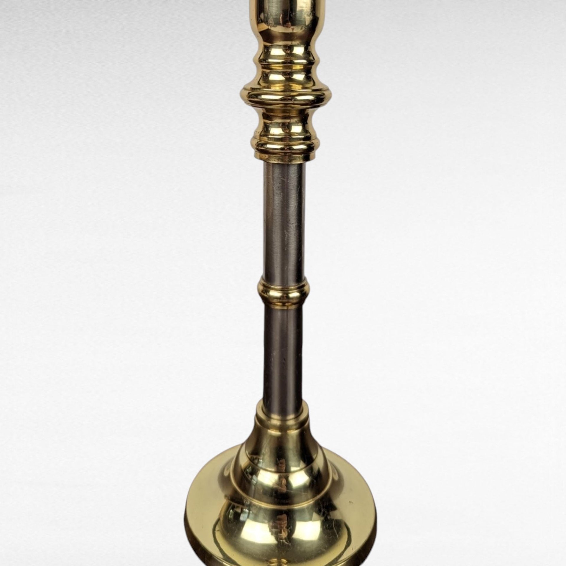 Vintage Two Tone Metal Candlestick, Silver & Brass Candle Holder, Taper Candle Holder,  Minimalist Decor