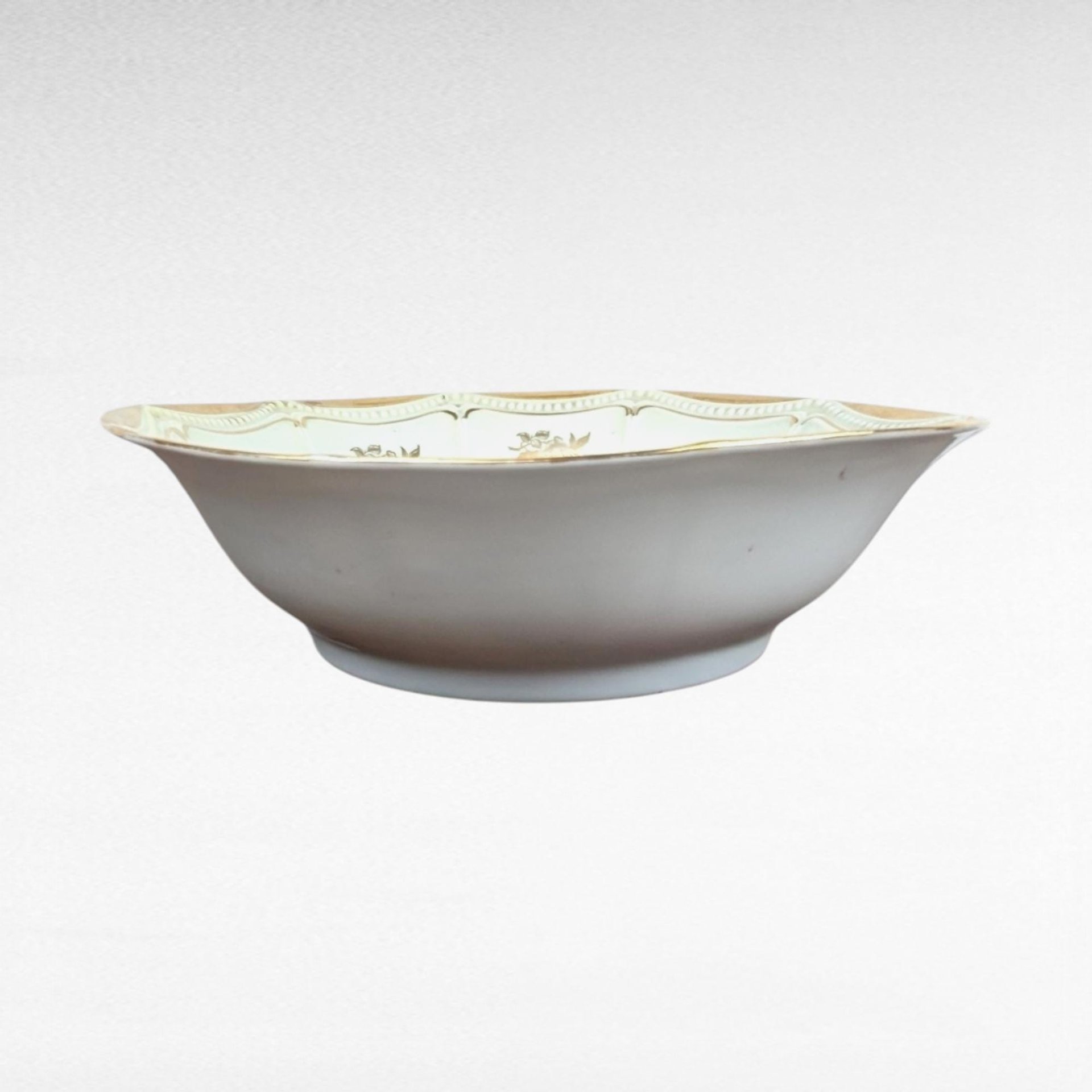 P.K. Silesia Porcelain Bowl | Floral Decor | Gold Trim | Serving Bowl | 9 3/4 Inch Wide