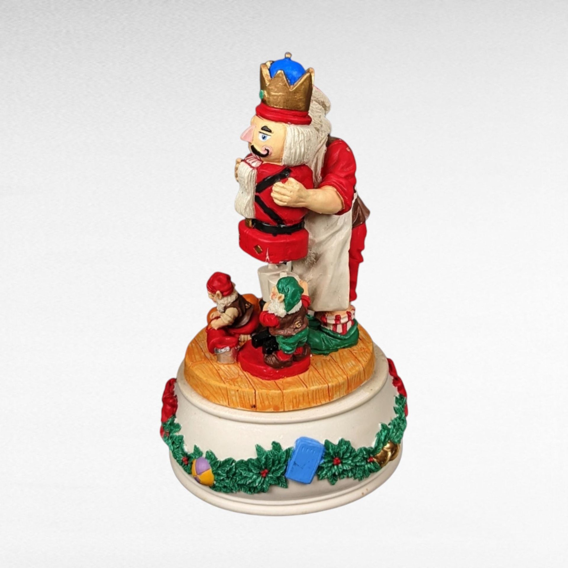 Vintage Santa with Nutcracker Music Box | Christmas Figurine | Holiday Decor | Gift for Collector