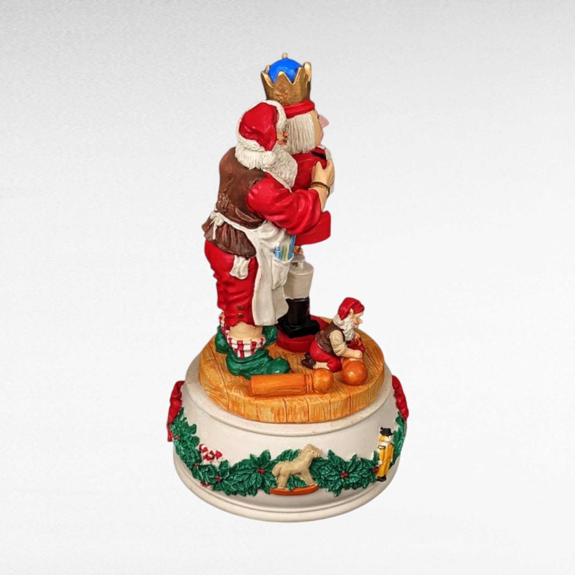 Vintage Santa with Nutcracker Music Box | Christmas Figurine | Holiday Decor | Gift for Collector