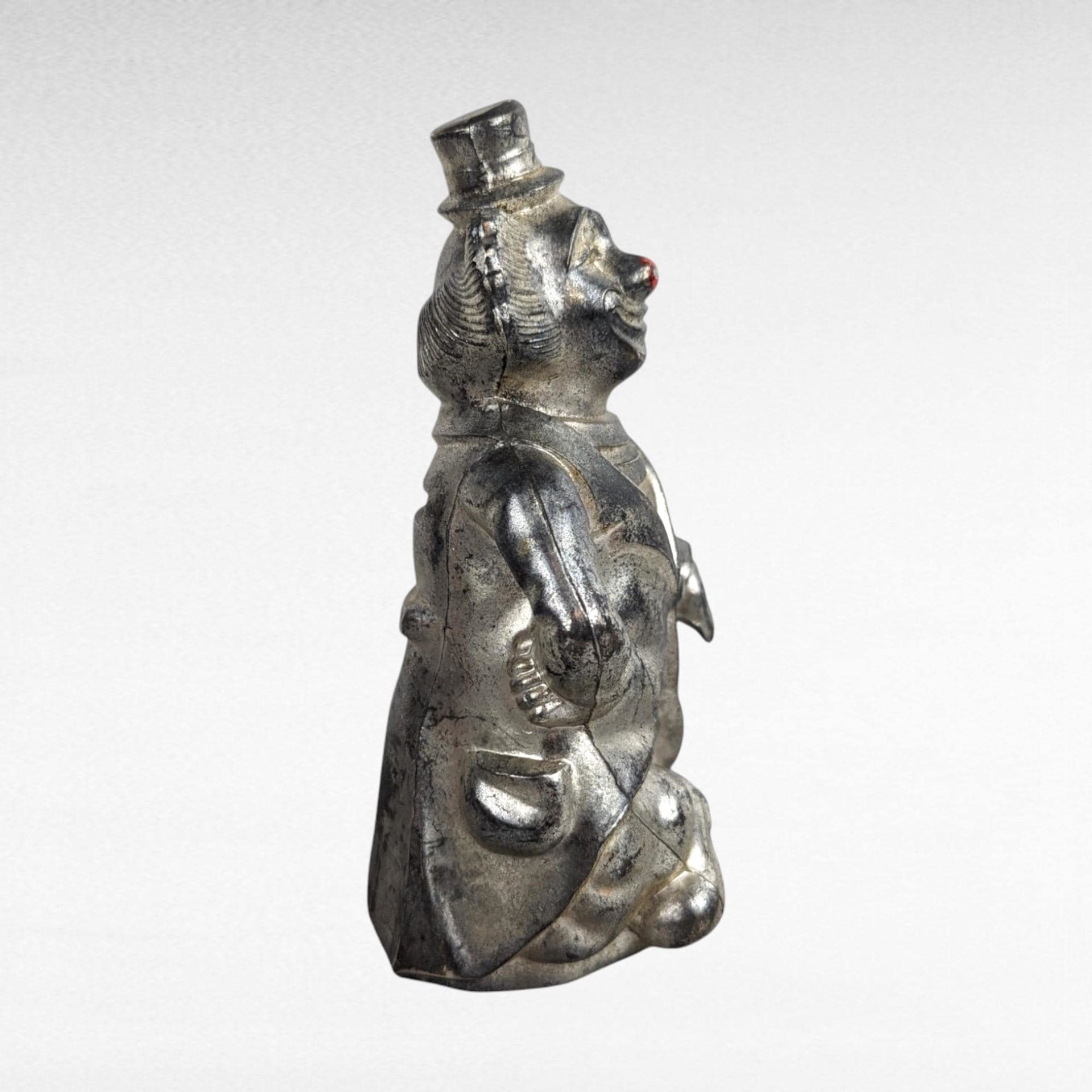 Vintage Silver Metal Clown Bank | Red Nose Clown Coin Bank | Retro Piggy Bank | Collectible Bank