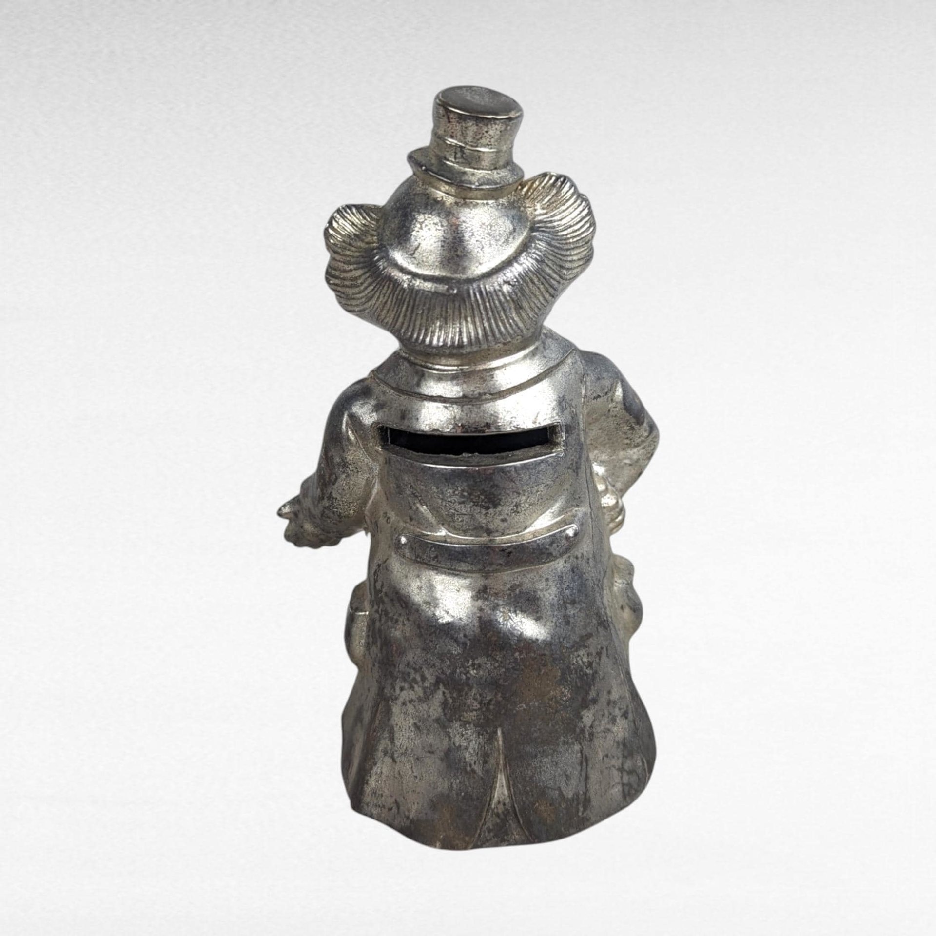 Vintage Silver Metal Clown Bank | Red Nose Clown Coin Bank | Retro Piggy Bank | Collectible Bank
