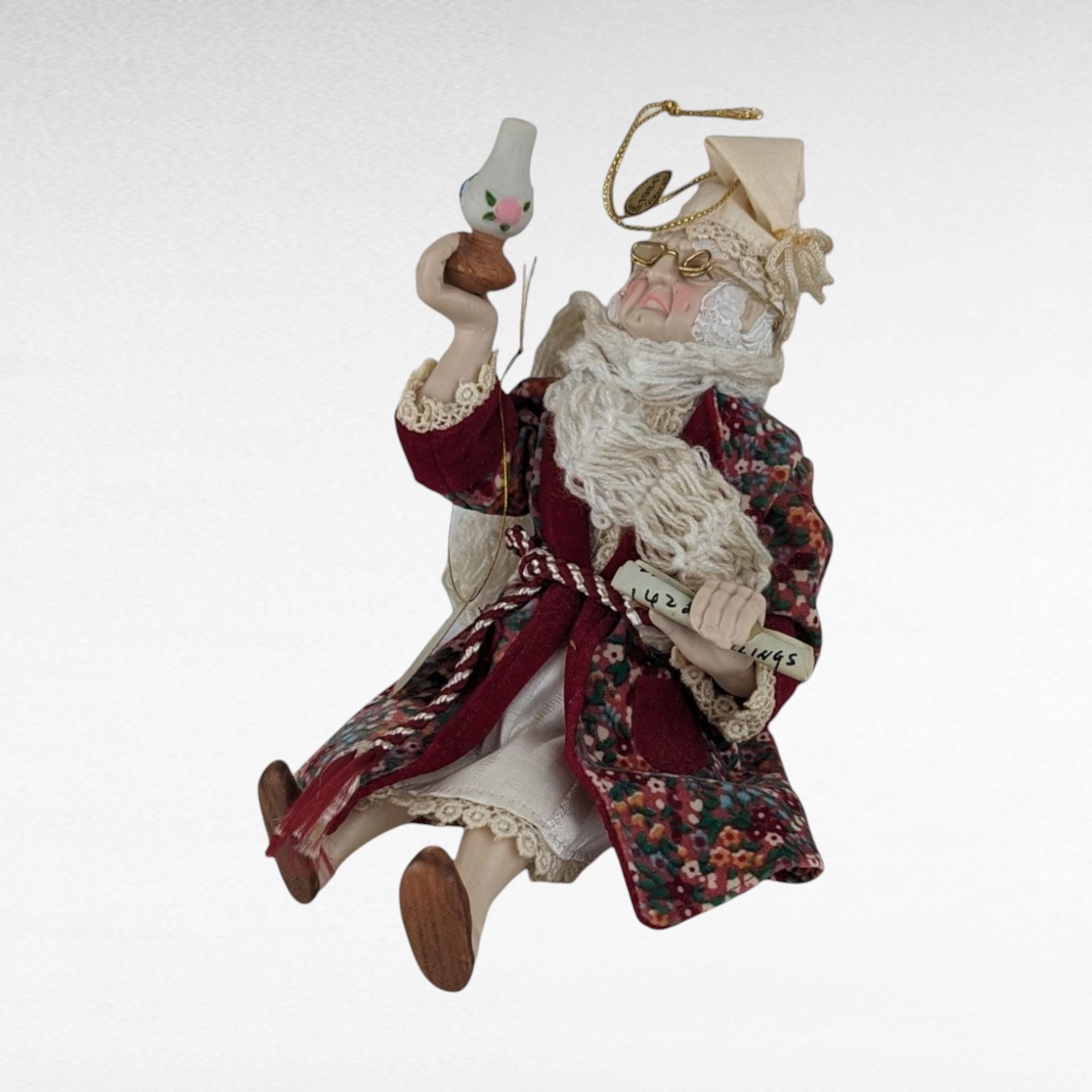Vintage 1984 Kurt Adler Scrooge Christmas Ornament - 8" A Christmas Carol - Victorian Santa - Large Hanging Ornament