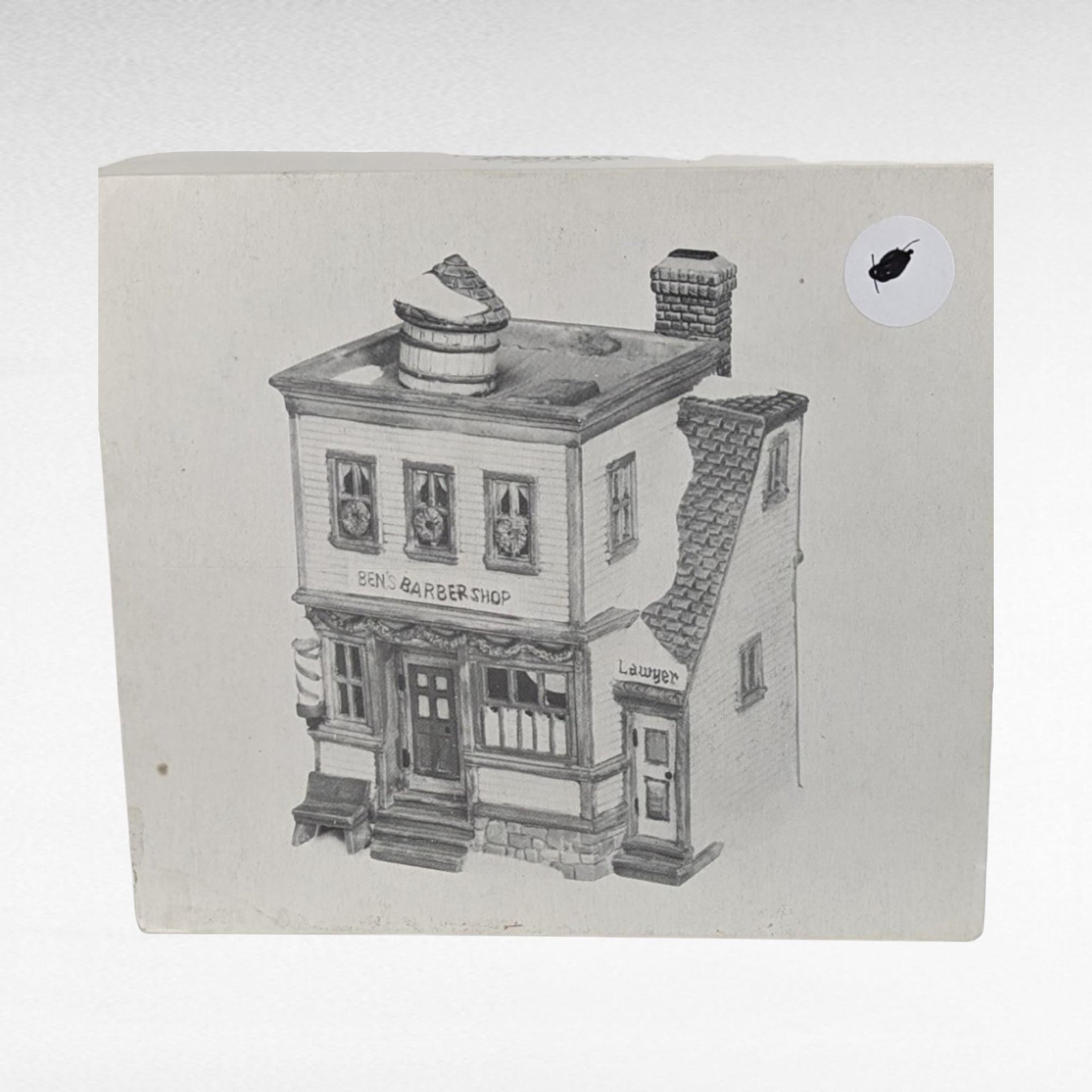 Vintage Dept 56 Ben's Barber Shop - New England Village #5939-0 -  Lighted Porcelain Building