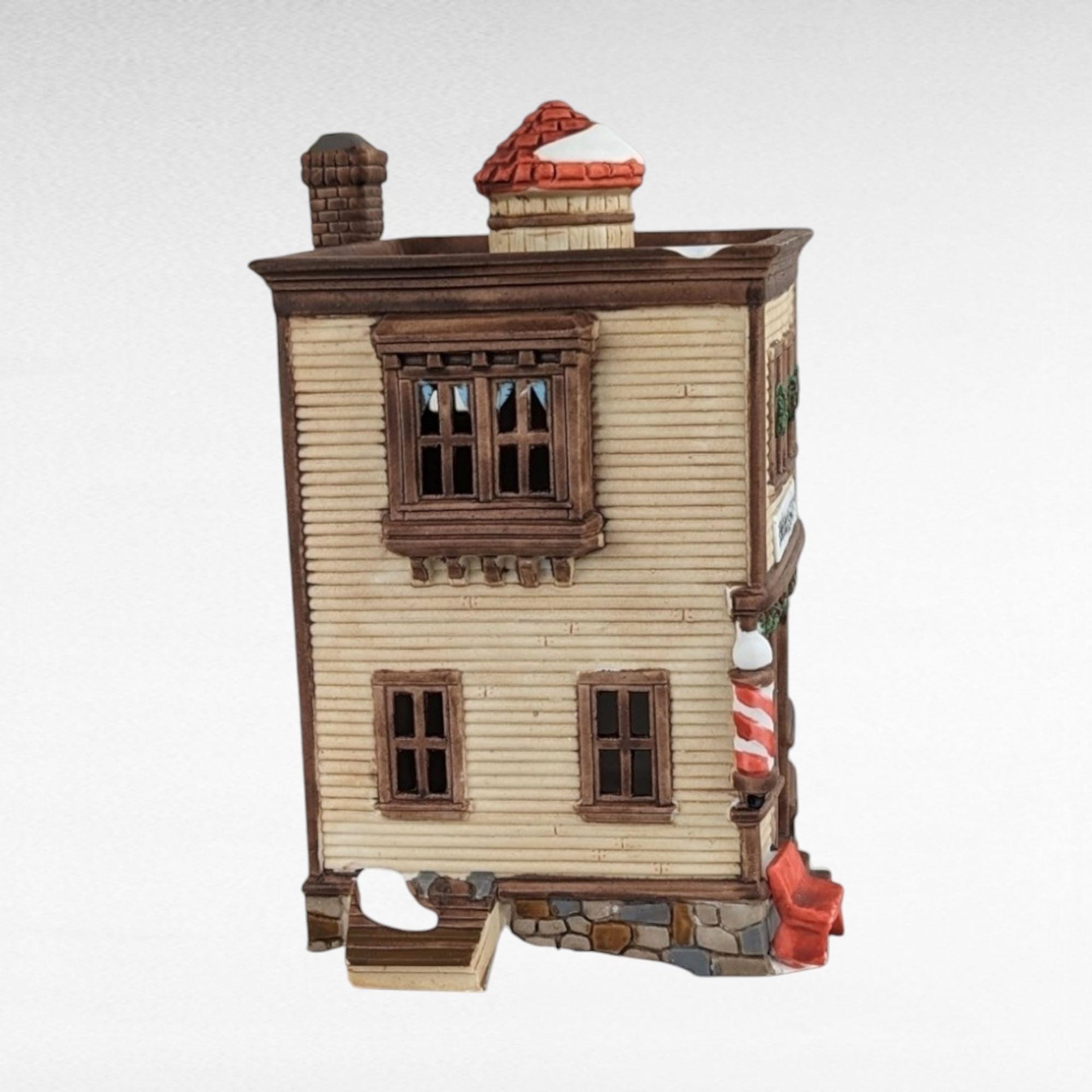 Vintage Dept 56 Ben's Barber Shop - New England Village #5939-0 -  Lighted Porcelain Building
