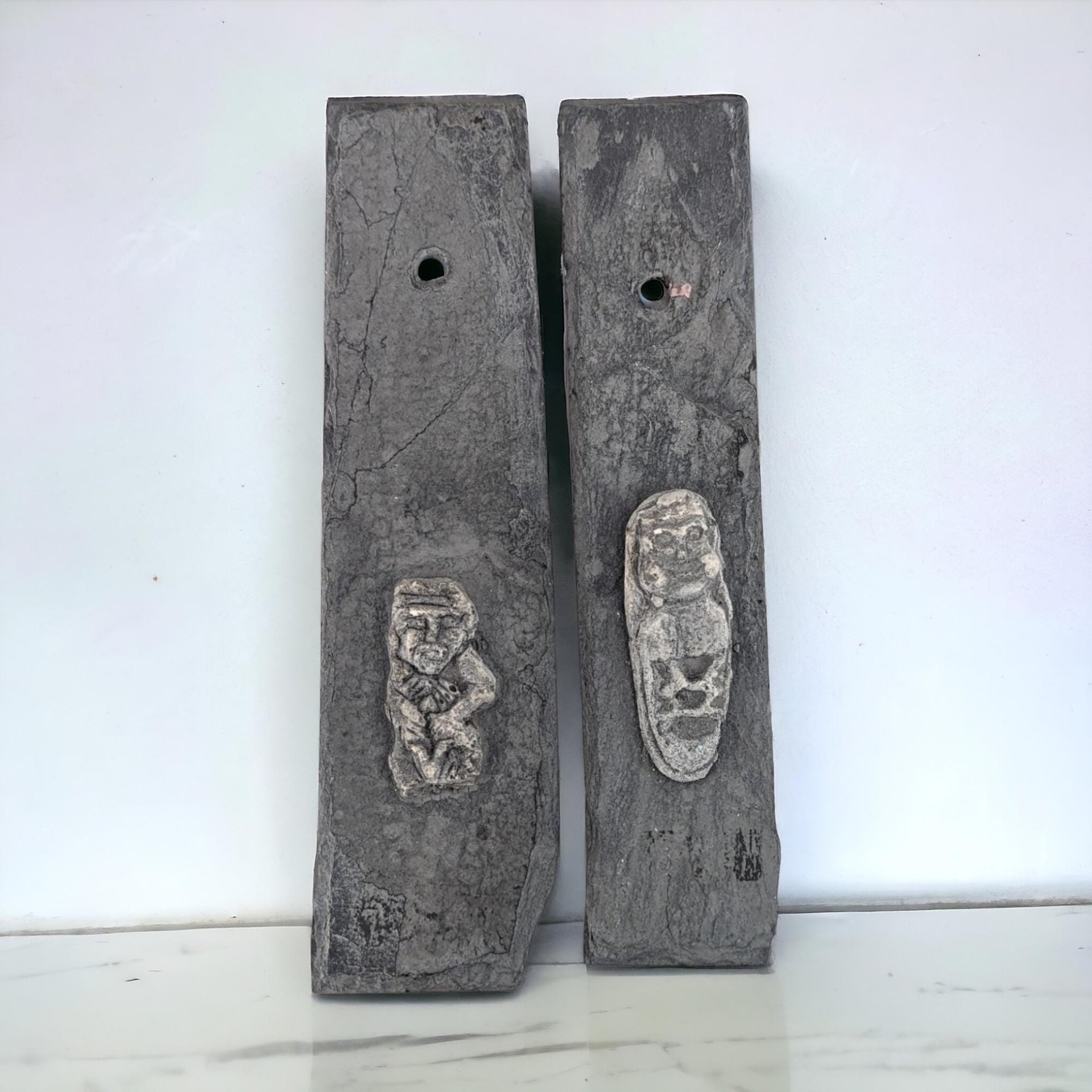 Charraig Alainn Warning for Monks Stone Wall Plaque Pair | Pagan Fertility Symbol | Celtic Monastic Art | 8 Inches Tall