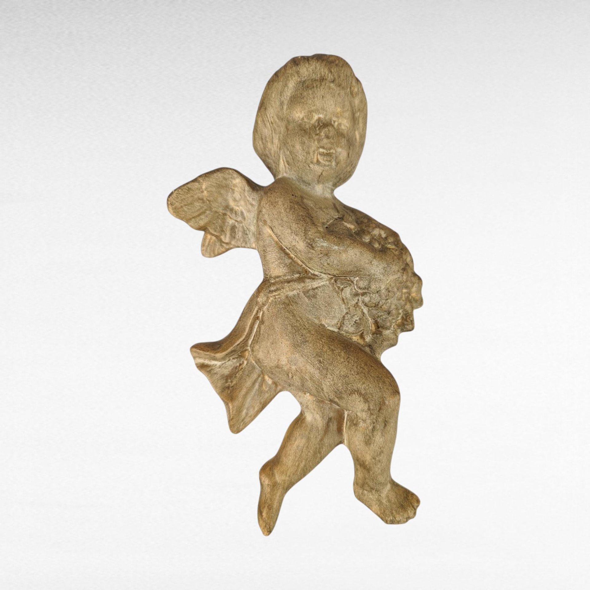 Vintage Ceramic Cherub Wall Hangings - Painted Gold - Angelic Decor - 8 1/2 Inches Tall
