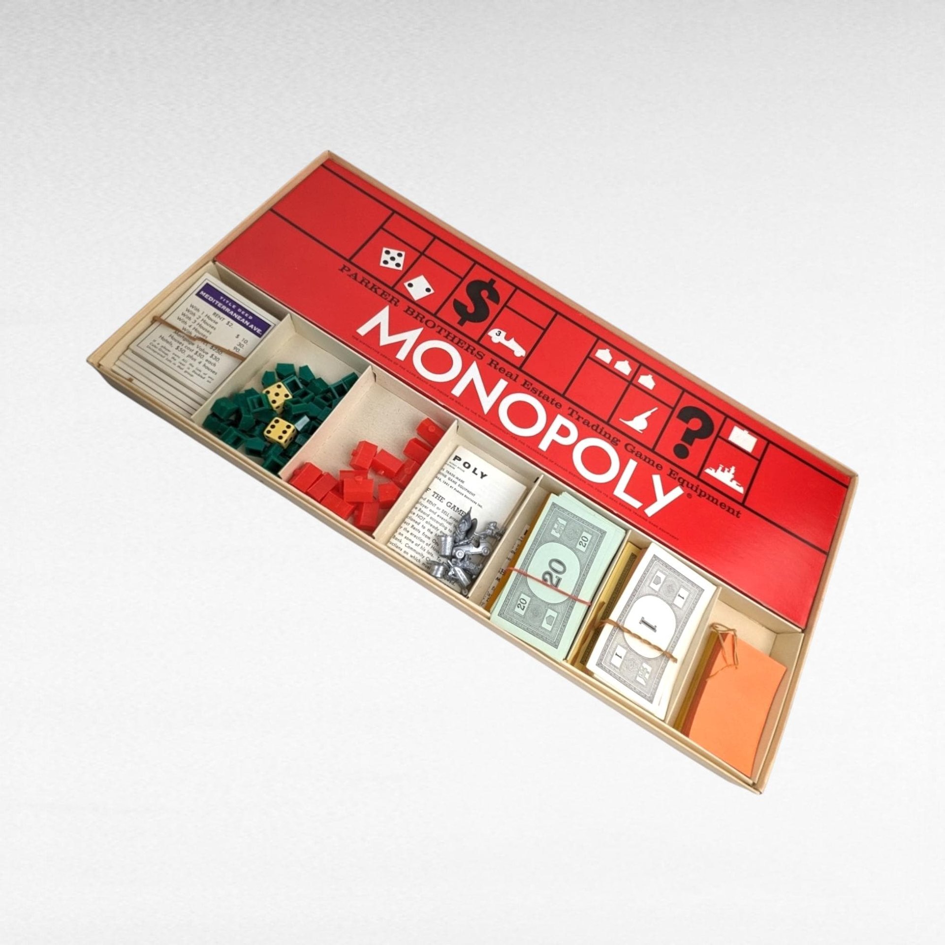 Vintage 1961 Parker Brothers Monopoly Board Game | Complete with All Pieces and Instructions | Collectible Real Estate Trading Game