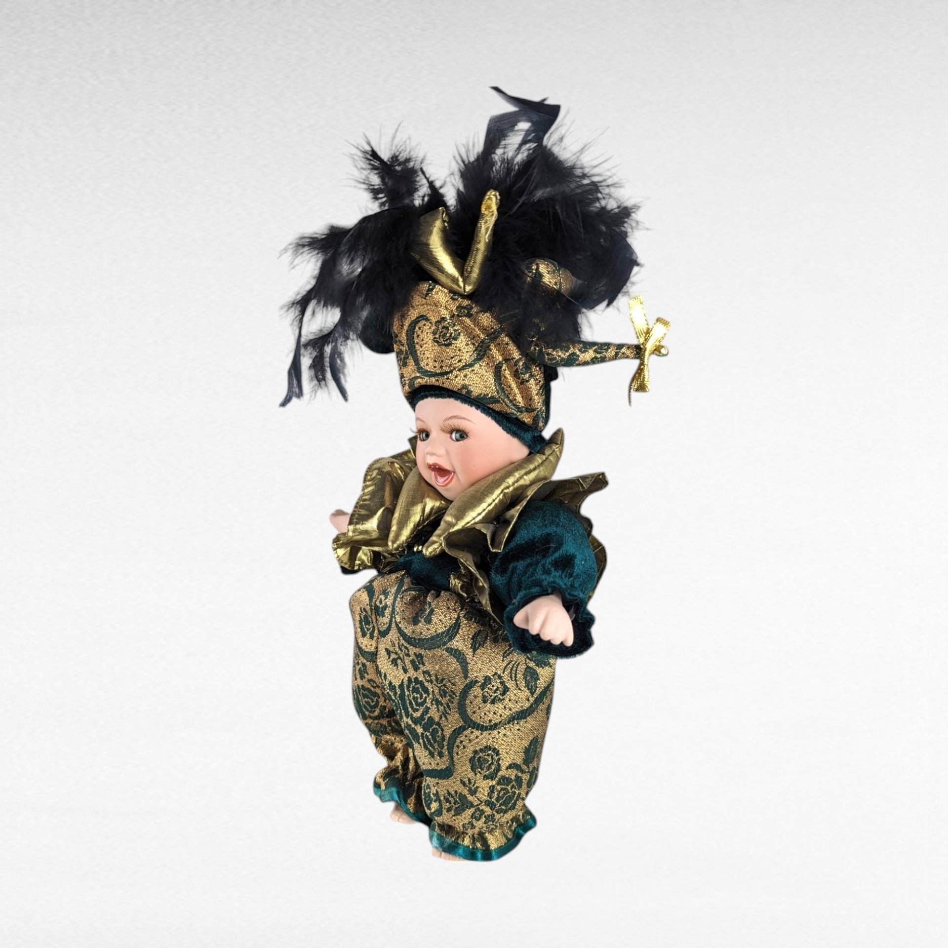 Vintage Porcelain Jester Doll | Mardi Gras Baby Doll | Collectible Doll
