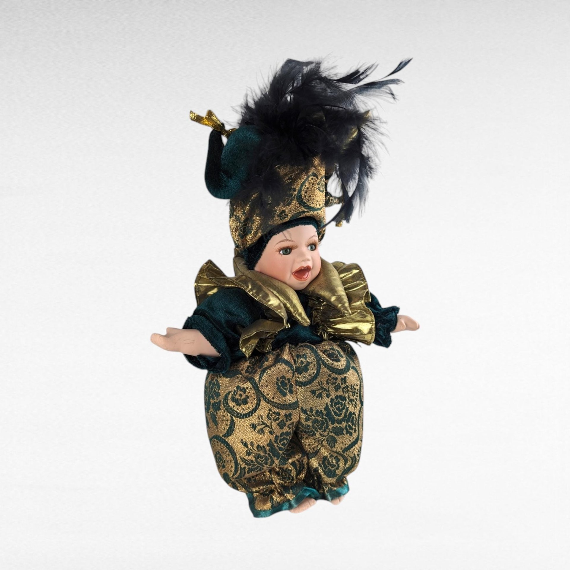 Vintage Porcelain Jester Doll | Mardi Gras Baby Doll | Collectible Doll