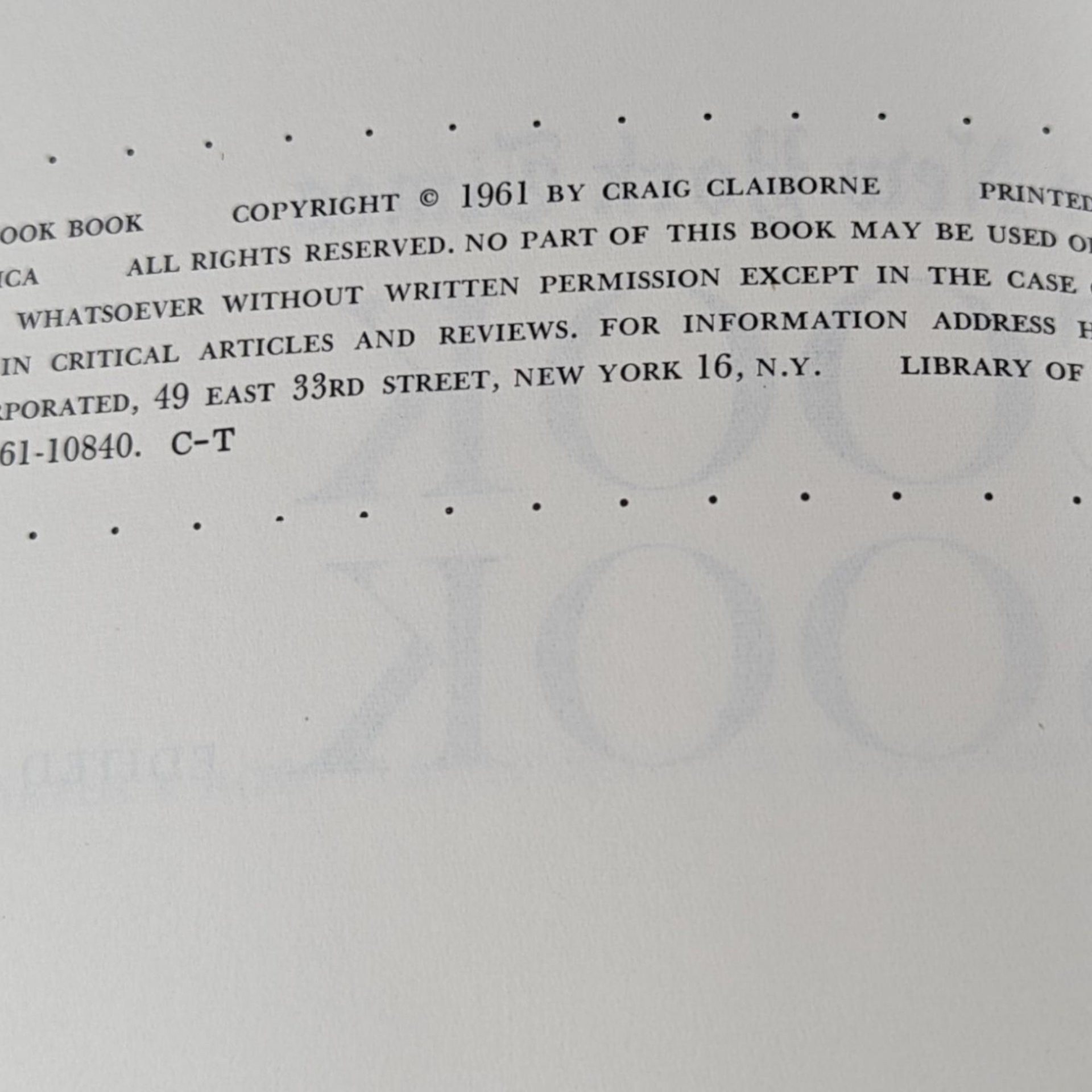 1961 The New York Times Cookbook | Craig Claiborne | Vintage Cookbook