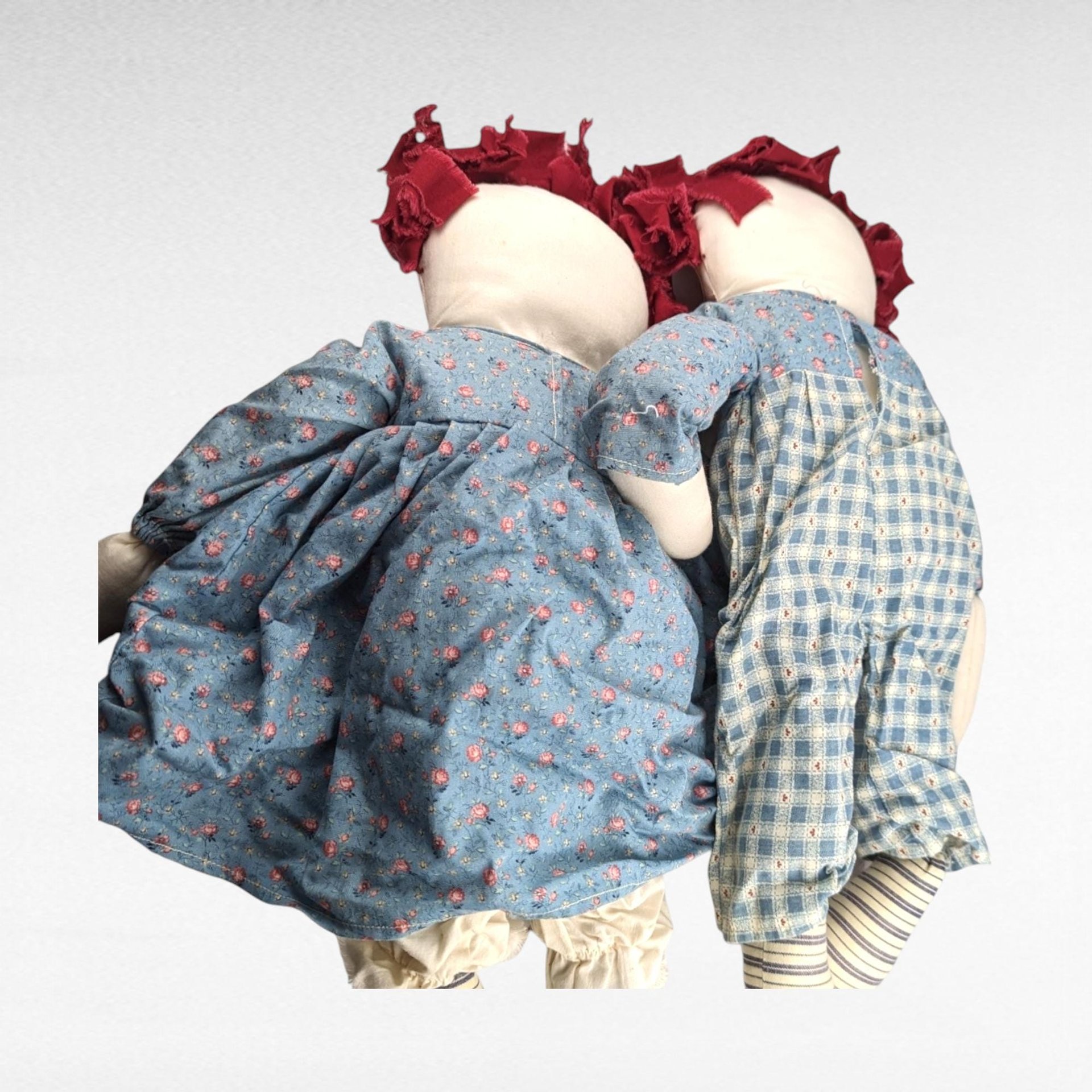 Vintage Raggedy Ann and Andy Dolls, Handmade Rag Dolls, 15 Inch Raggedy Ann, 15 Inch Raggedy Andy, Collectible Dolls, Gift for Collector