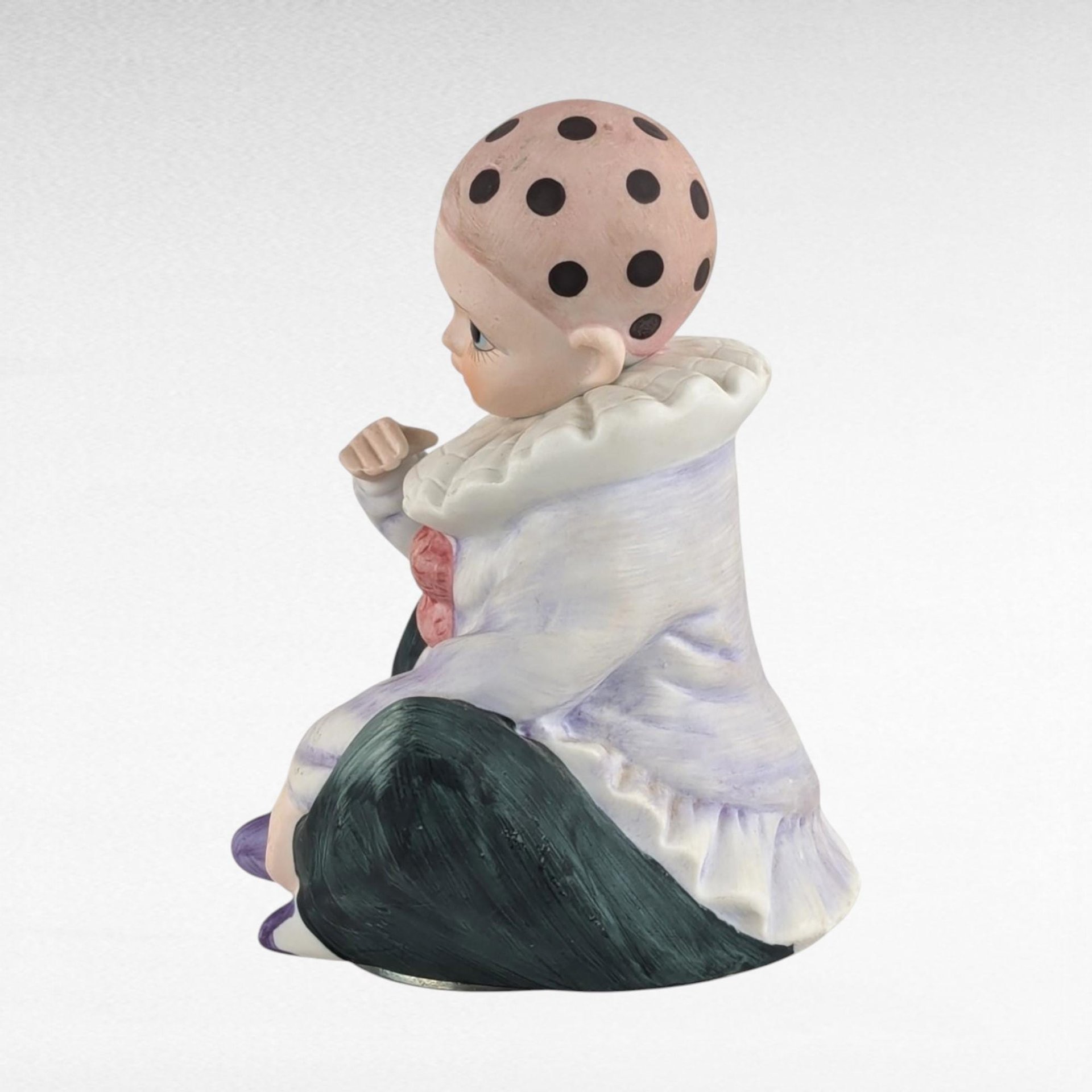 Vintage Ceramic Harlequin Clown Music Box, Rotating Musical Figurine, Collectible Clown, Unique Gift, Home Decor