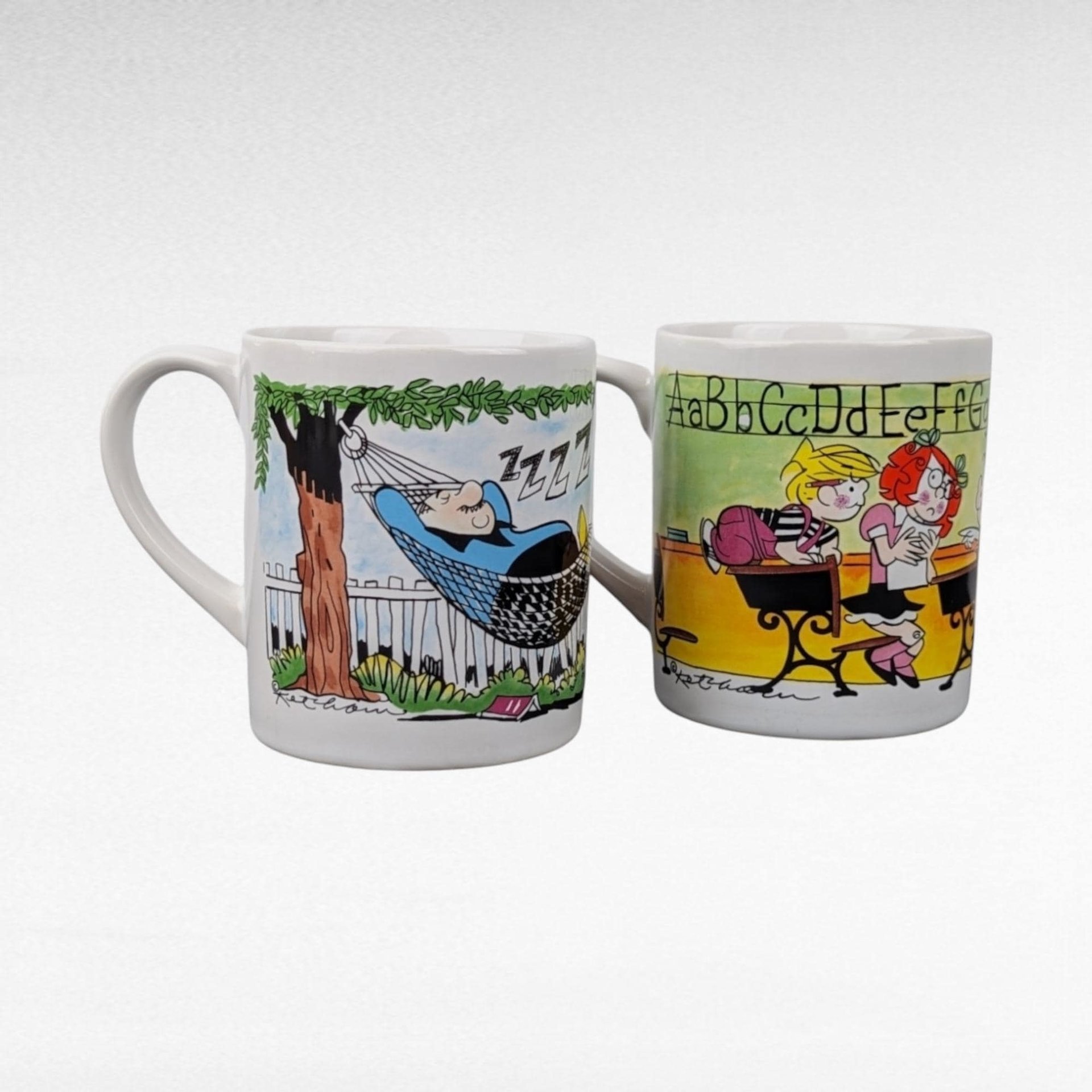 Vintage Cartoon Mugs, Looney Tunes Bugs Bunny, Dennis the Menace, Coffee Mugs, Kids Cups, Collectible Mugs