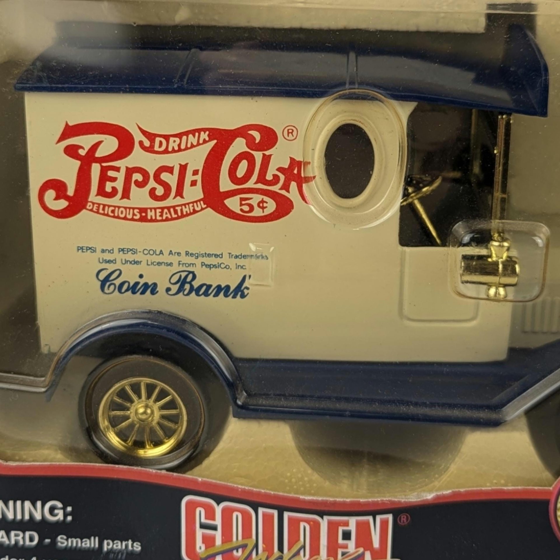 Vintage 1987 Golden Wheel Pepsi Cola Die Cast Locking Bank | Collectible Pepsi Truck | Retro Advertising Memorabilia