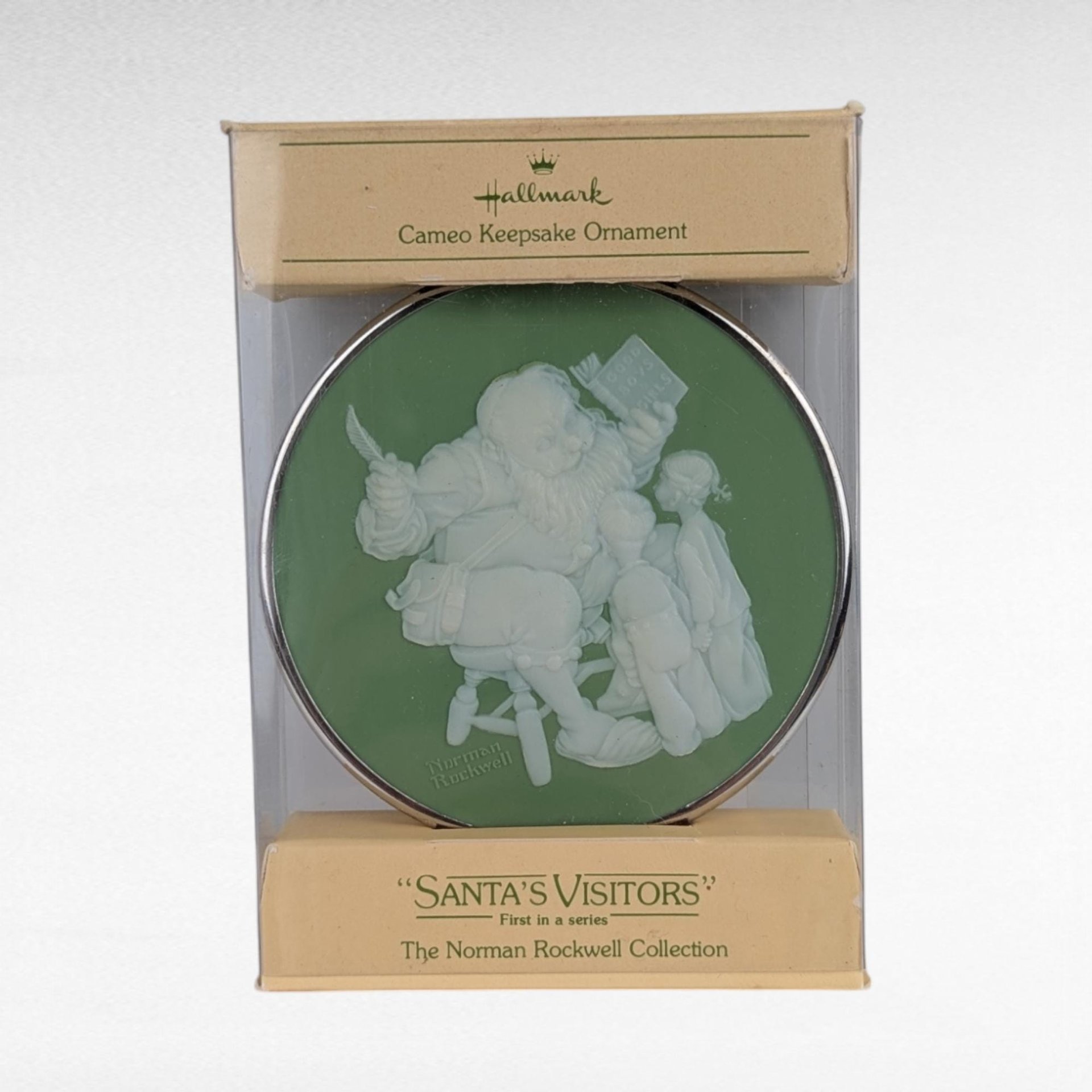 Vintage Hallmark Norman Rockwell Cameo Ornaments - 7 Piece Lot with Boxes - Collectible Christmas Decor