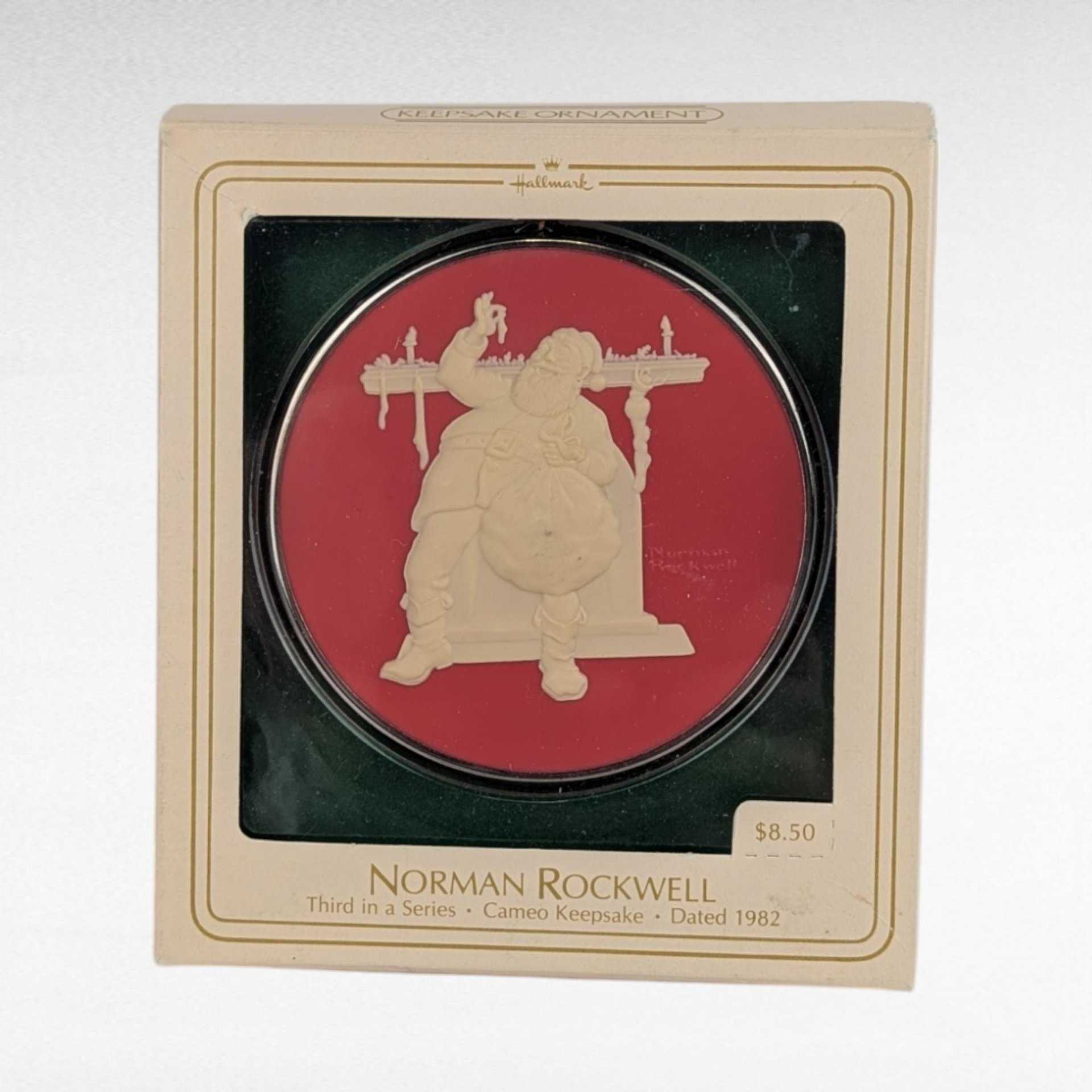 Vintage Hallmark Norman Rockwell Cameo Ornaments - 7 Piece Lot with Boxes - Collectible Christmas Decor