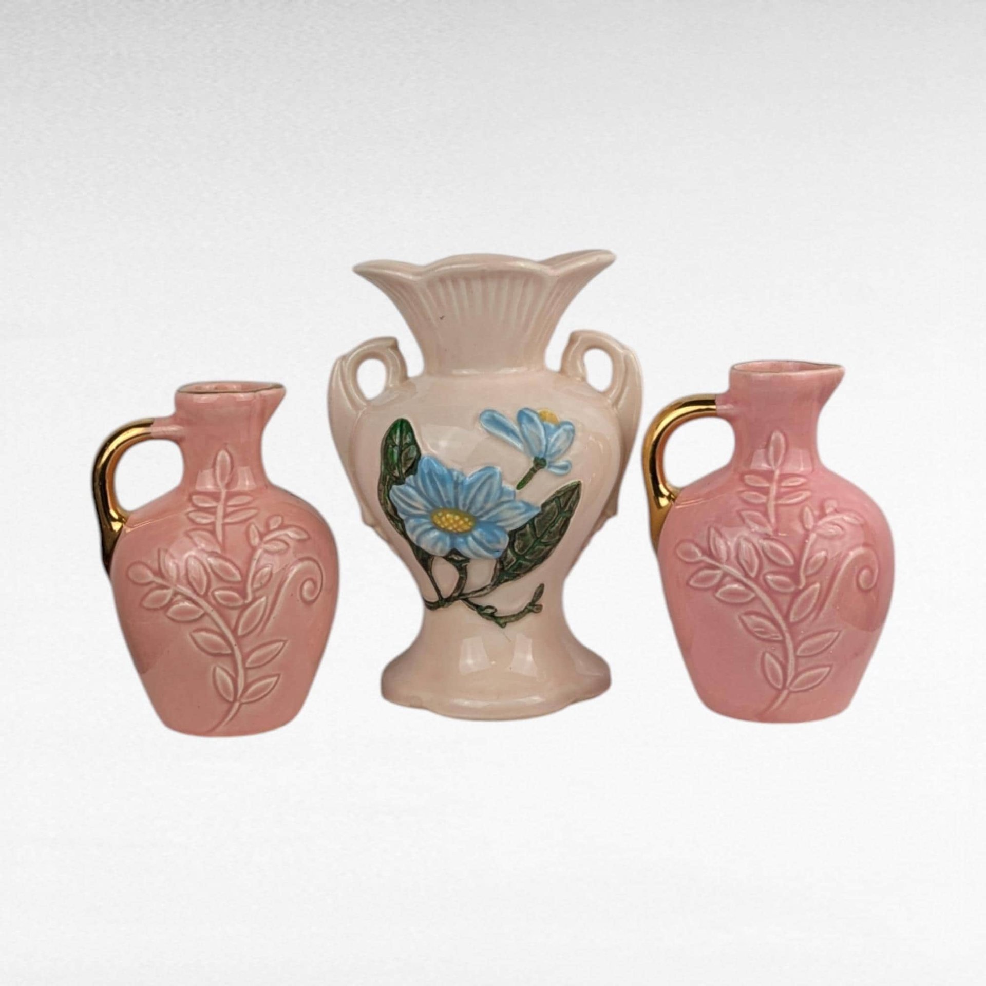 Vintage Pink Ceramic Vases - Hull Magnolia & Pitcher Bud Vases - Floral Decor