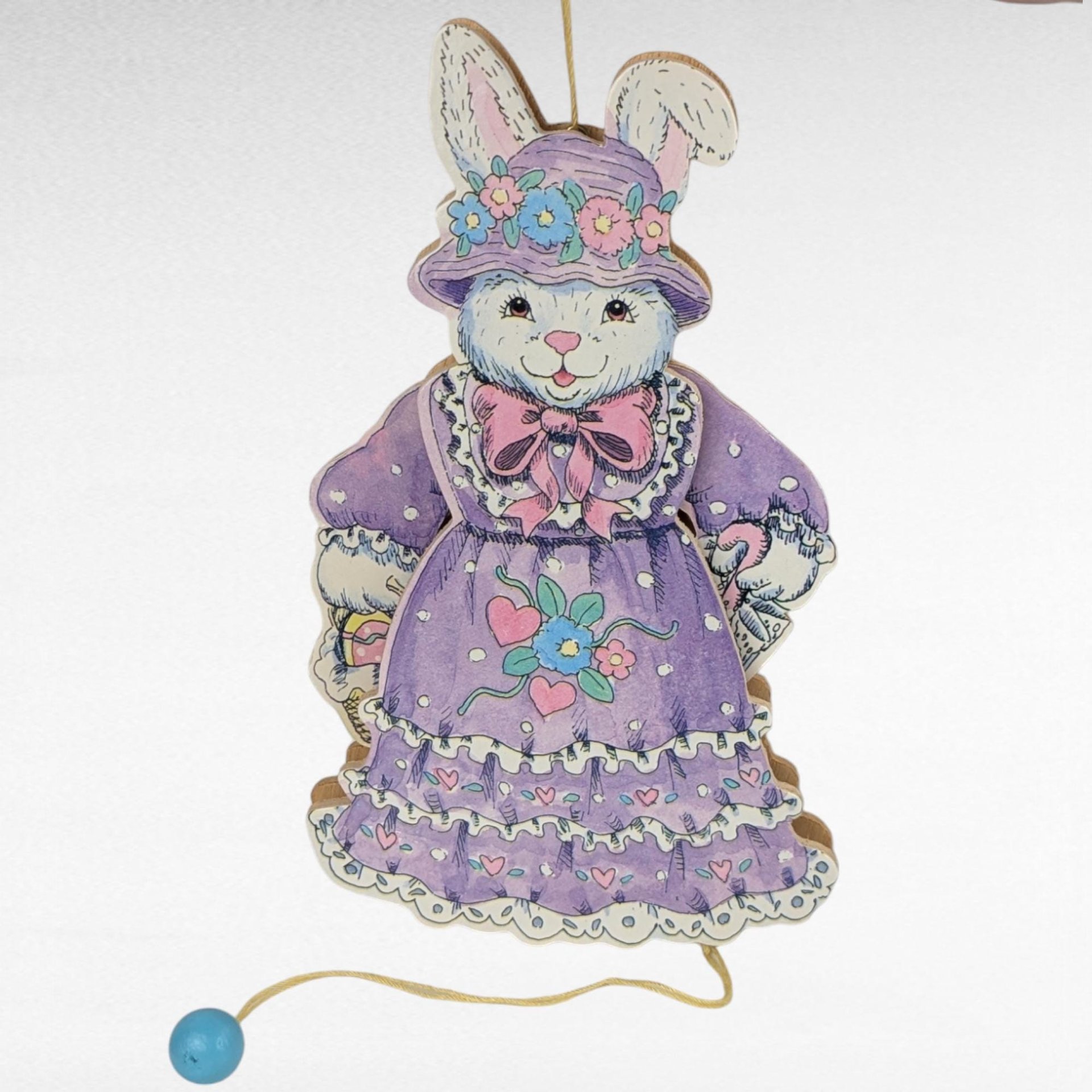 Vintage Easter Decor Lot - Bunny Figurines, Ornaments, & Egg Trinket Box
