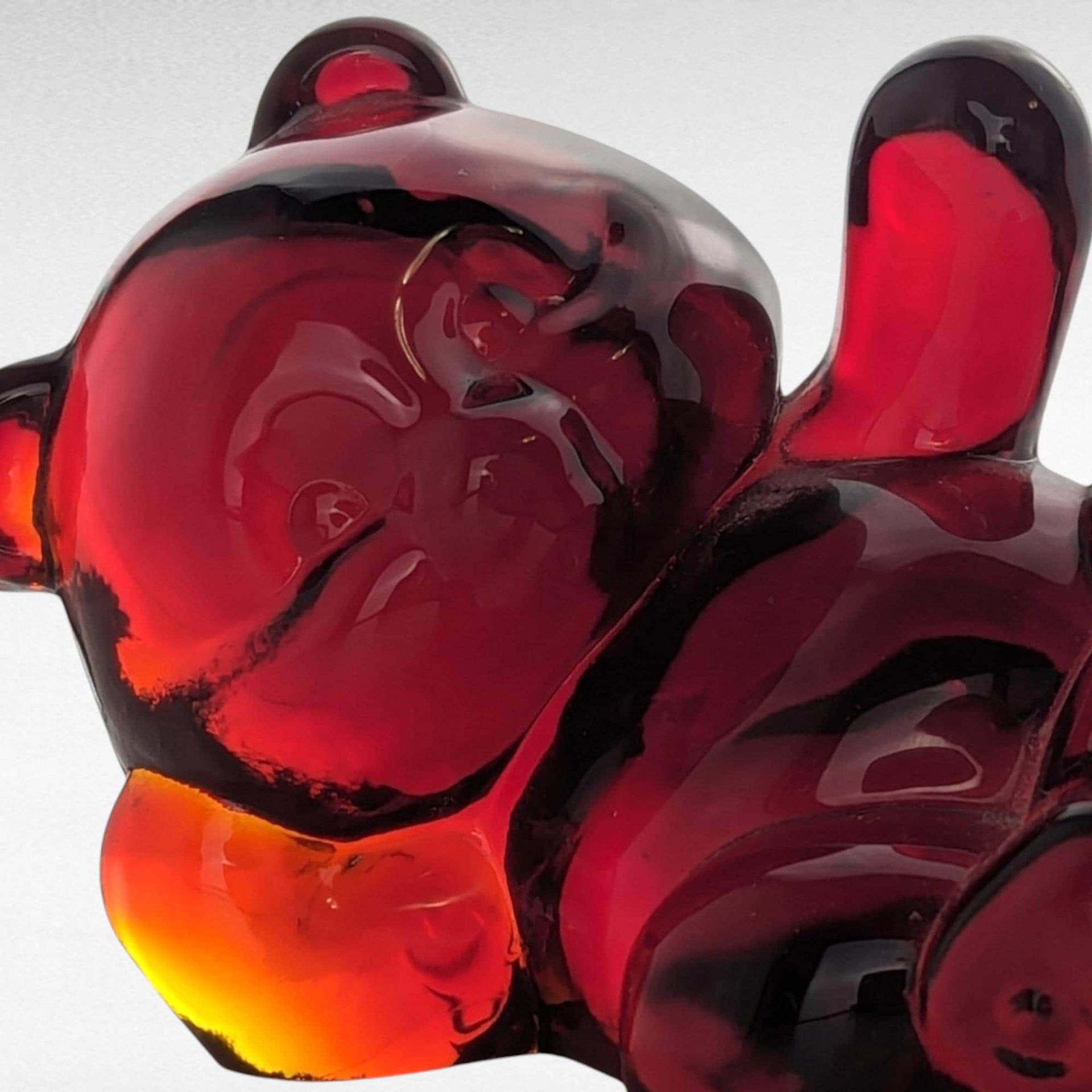 Vintage Fenton Ruby Red Glass Bear Figurine, Reclining Bear, Collectible Glass Animal, Gift for Bear Lovers
